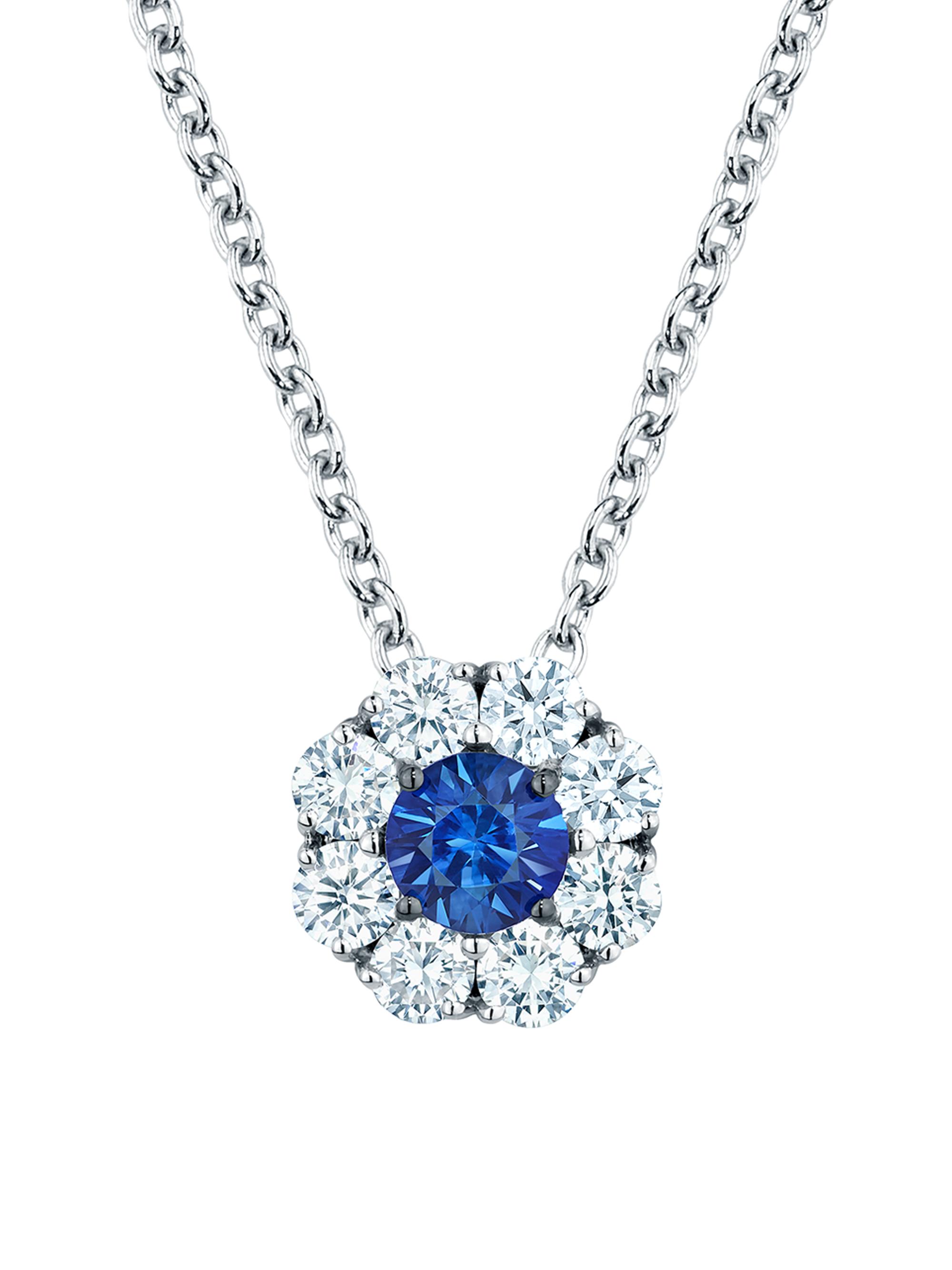 Birks Women's Snowflake 18K White Gold, Sapphire & Diamond Halo Pendant Necklace - White Gold