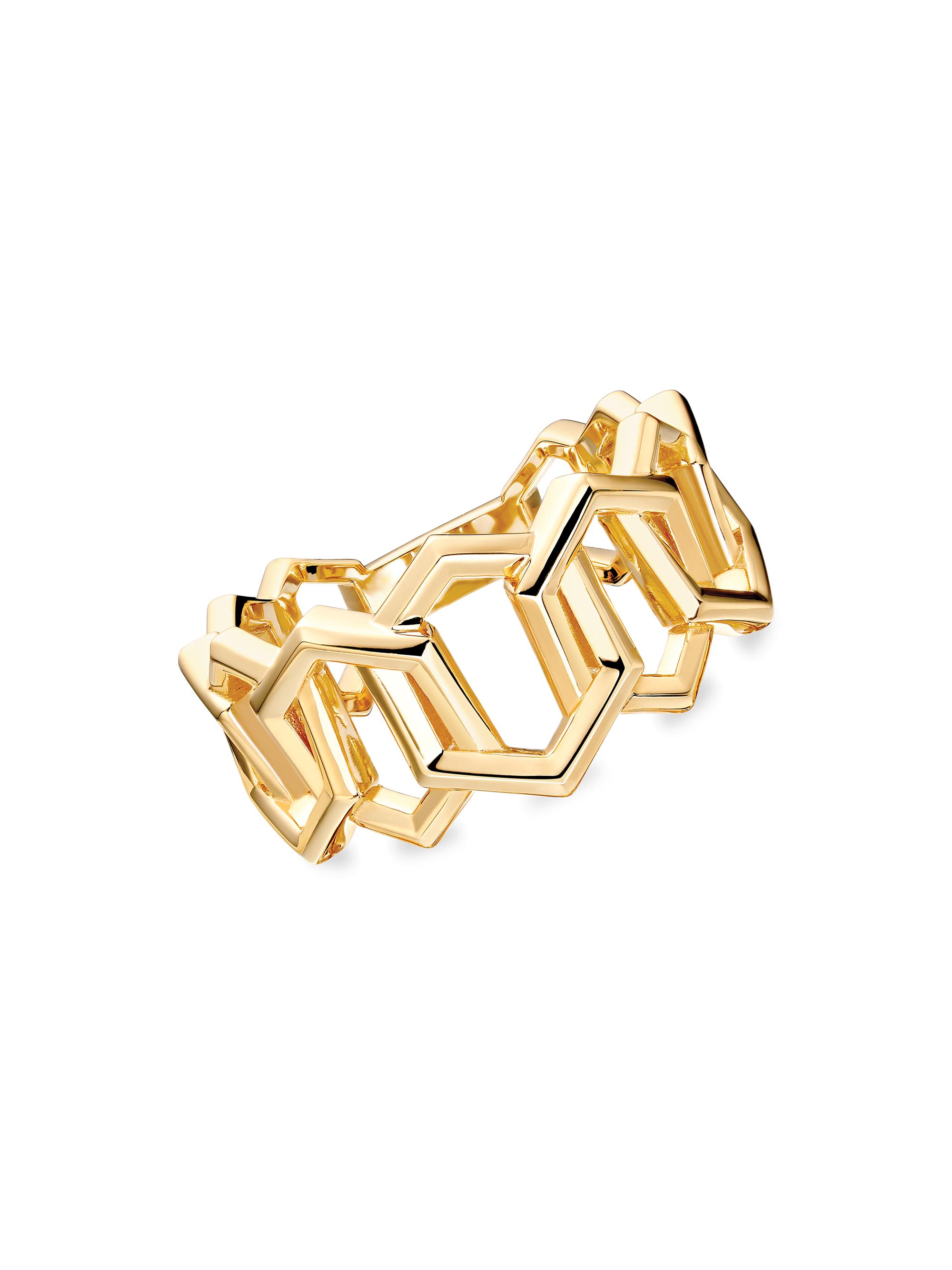 Birks Women's Bee Chic 18K Yellow Gold Hexagon-Link Ring - Gold