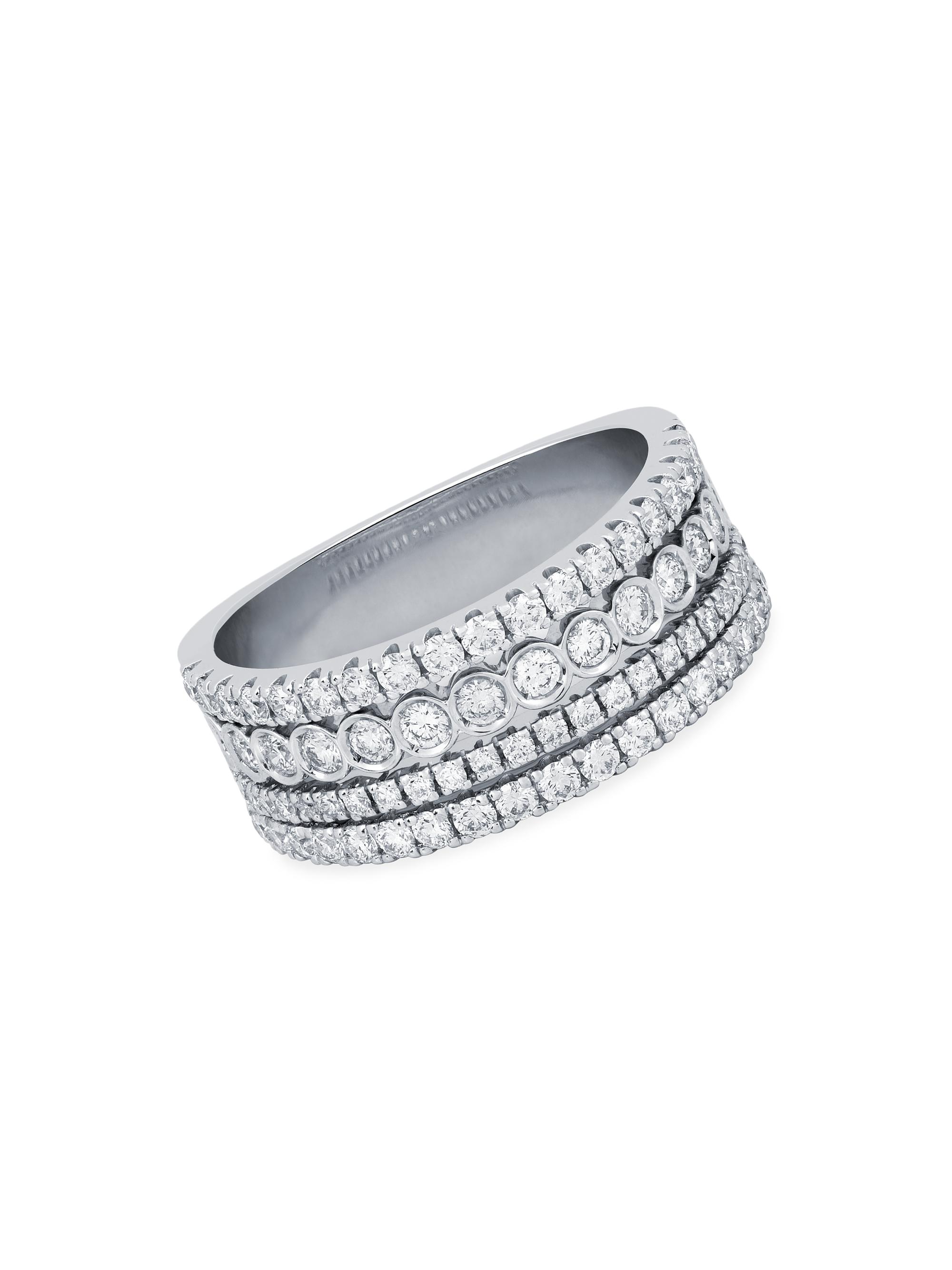 Birks Women's Splash 18K White Gold & Diamond 4-Row Ring - White Gold