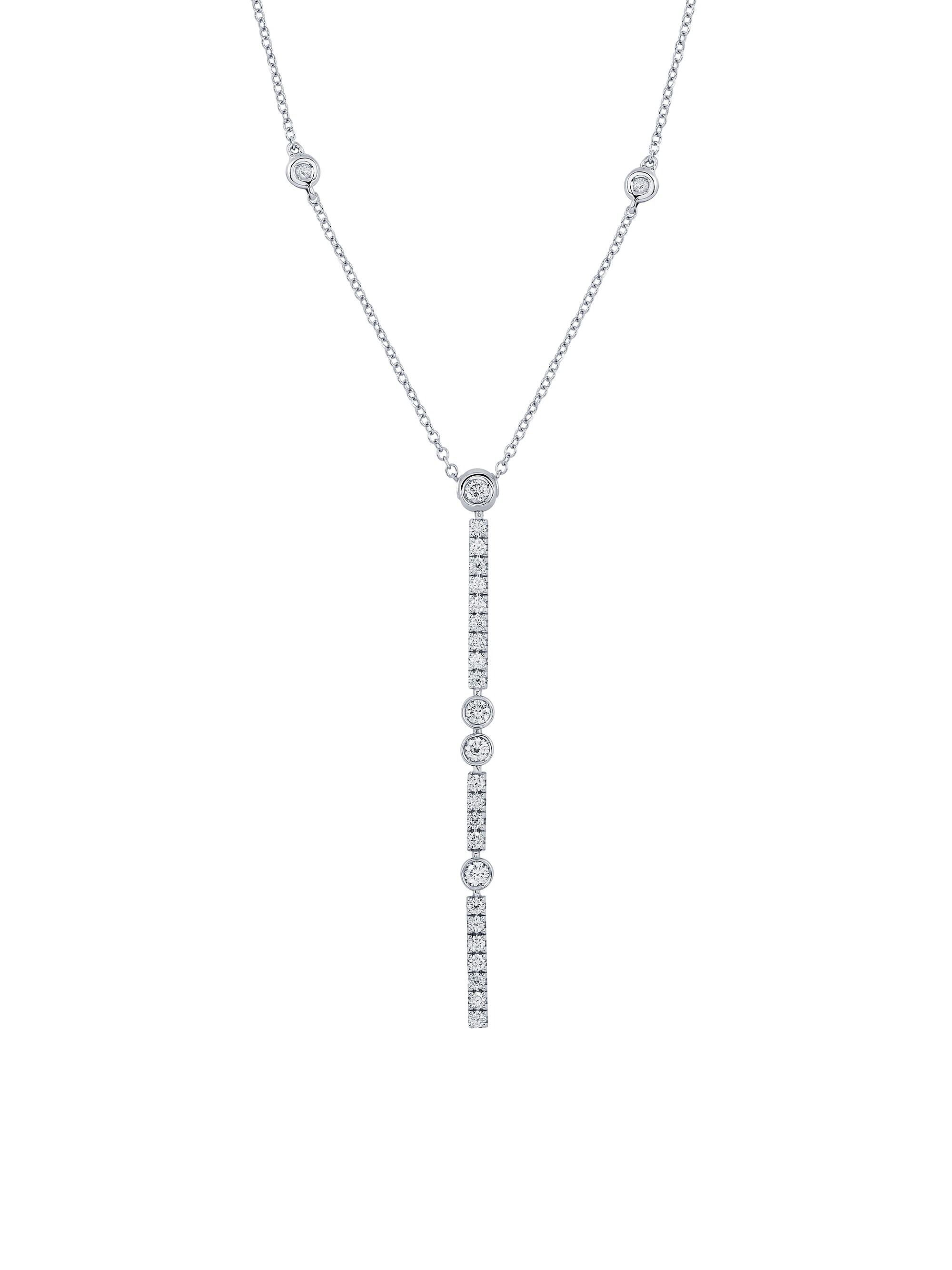 Birks Women's Splash 18K White Gold & Diamond Vertical Bar Pendant Lariat Necklace - White Gold