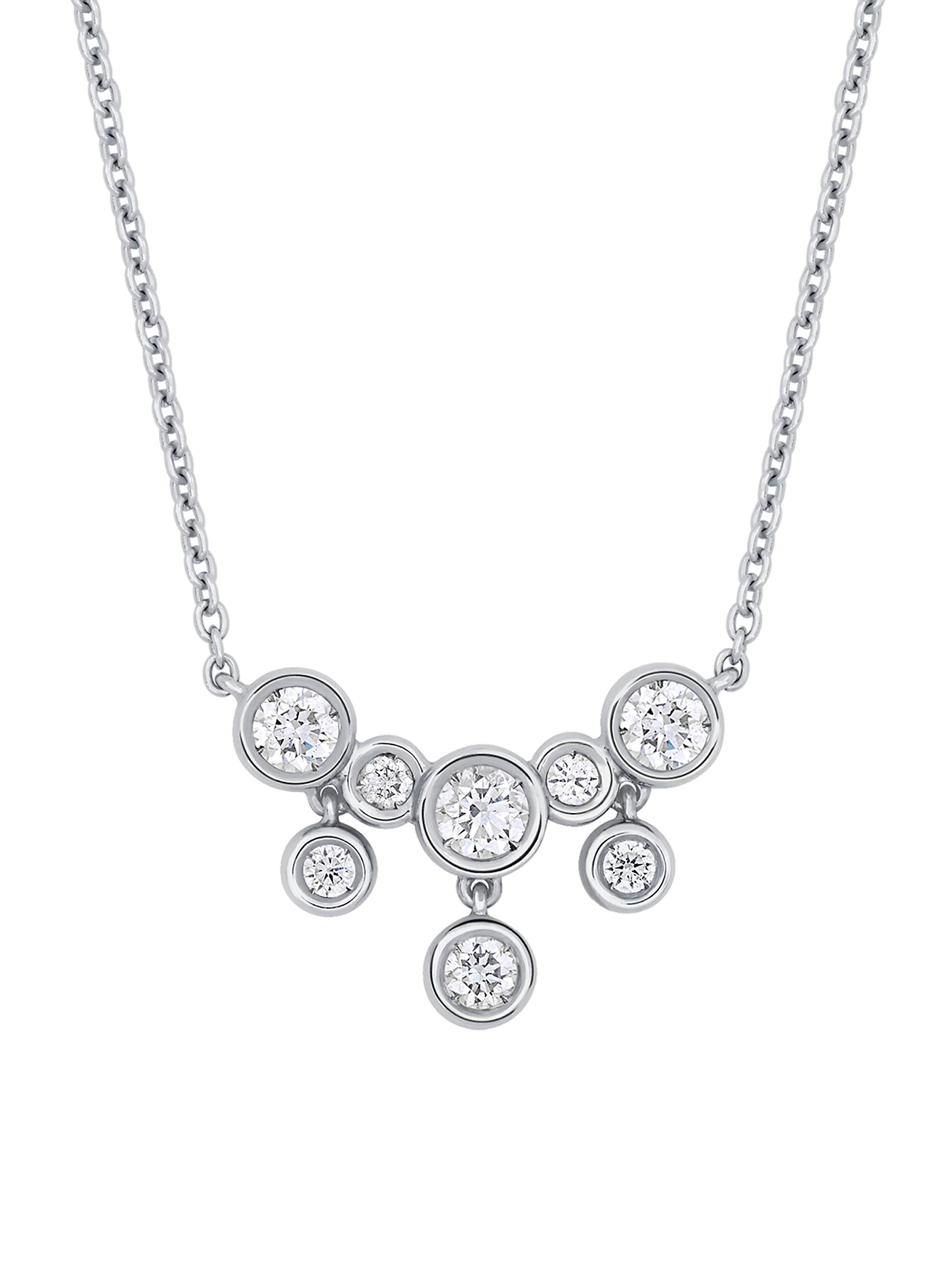 Birks Women's Splash 18K White Gold & Diamond Cluster  Drop Pendant Necklace - White Gold