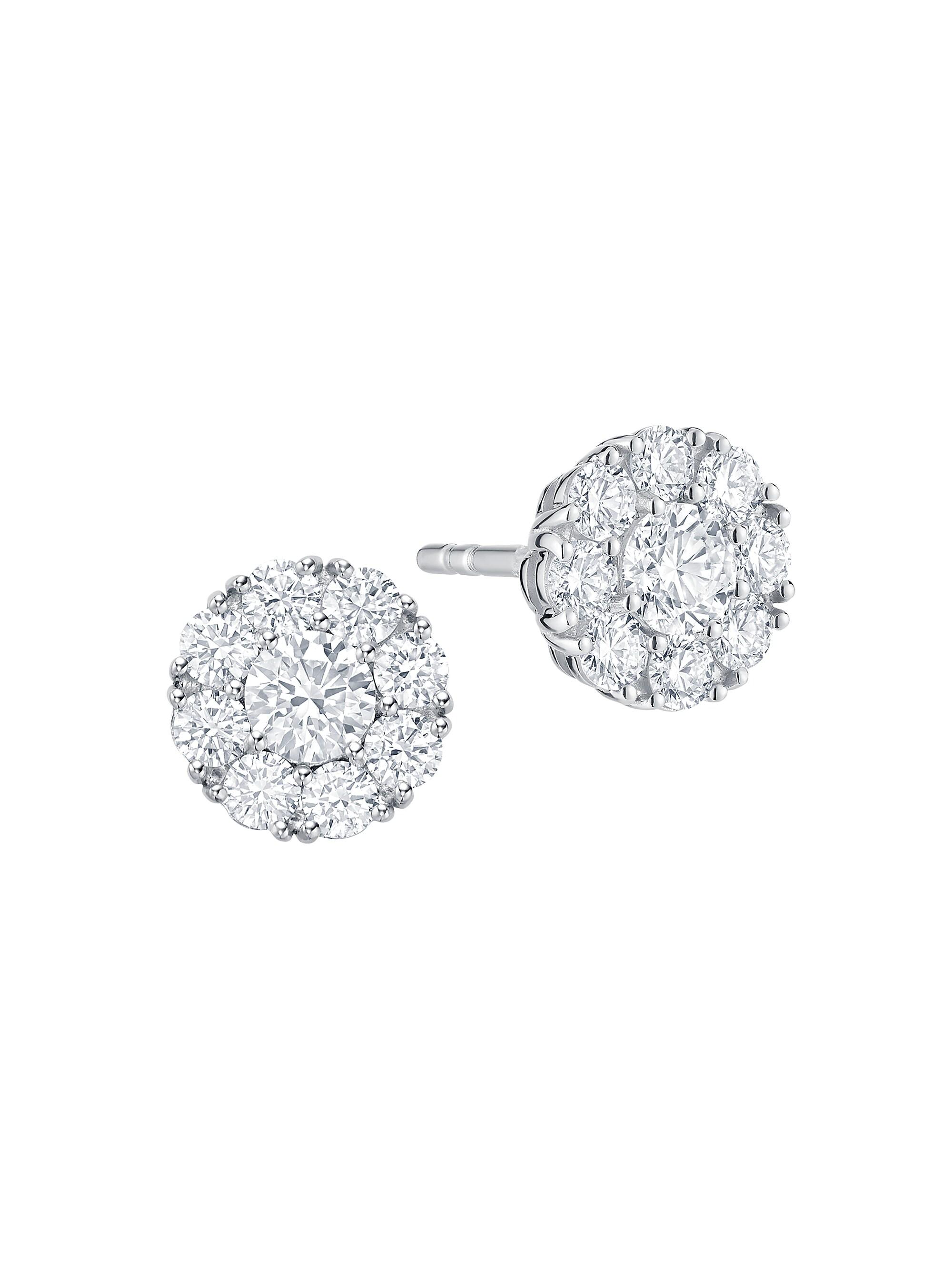 Birks Women's Snowflake 18K White Gold & Diamond Round Stud Earrings - White Gold