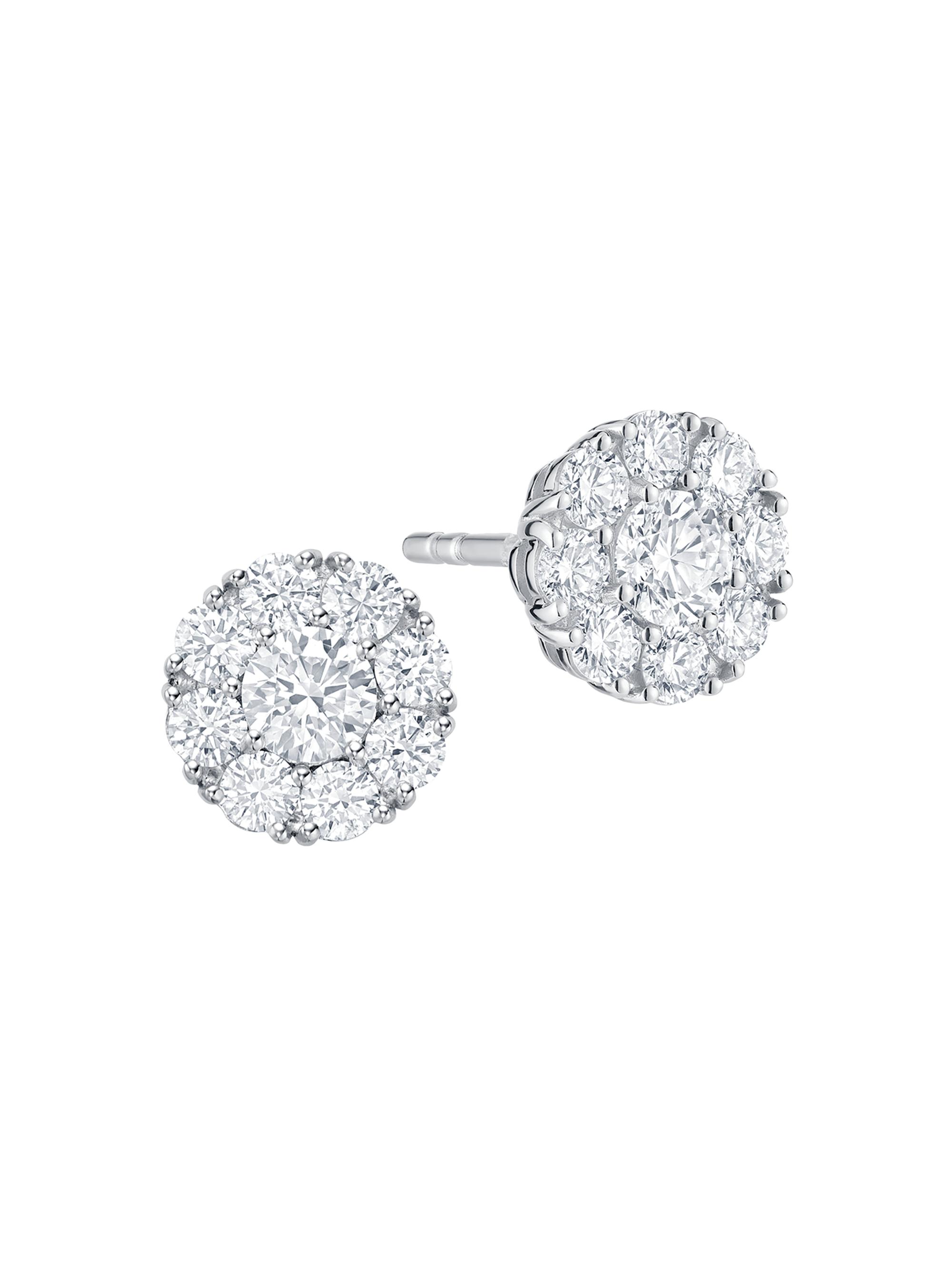 Birks Women's Snowflake 18K White Gold & Diamond Cluster  Round Stud Earrings - White Gold