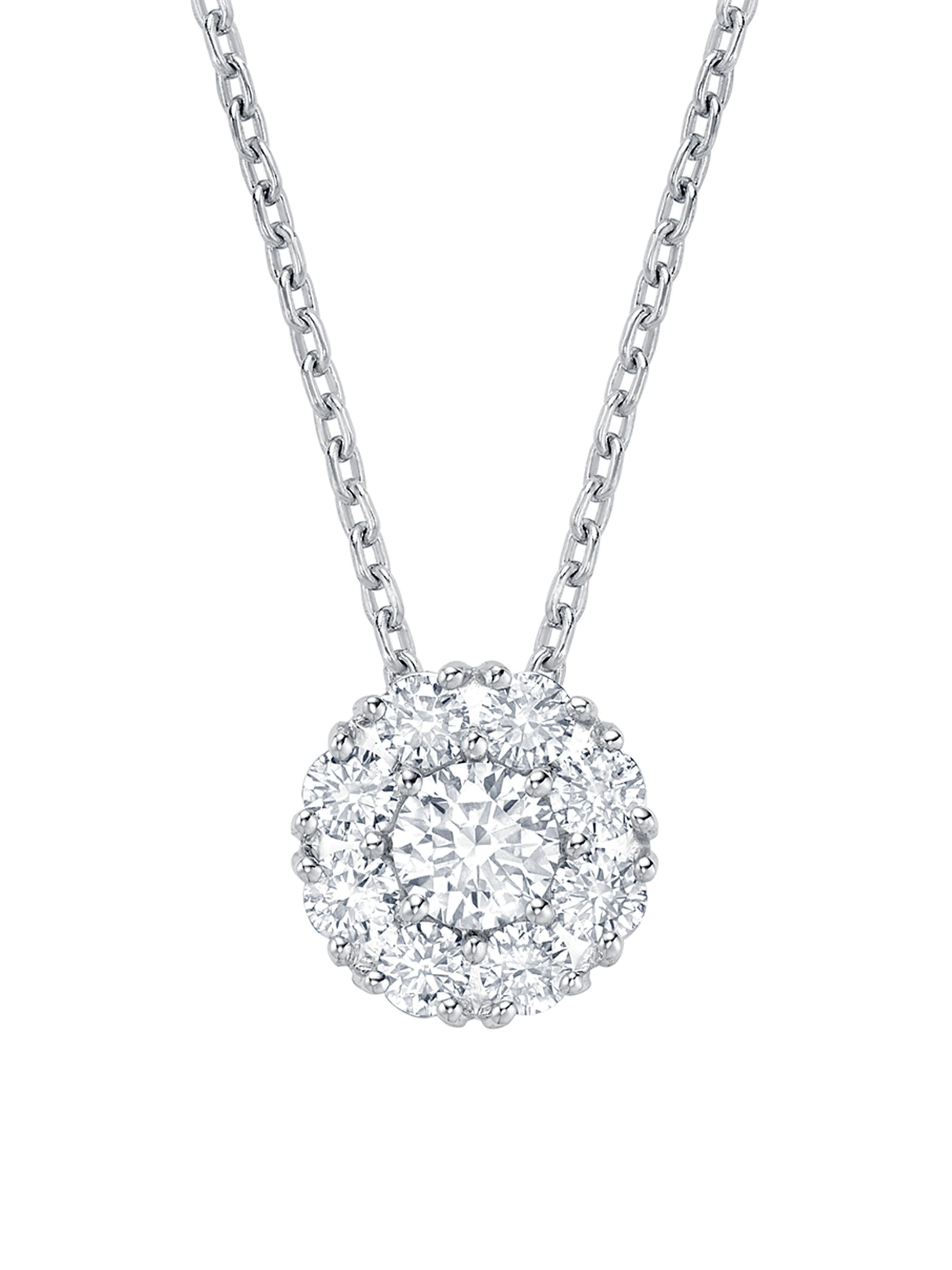 Birks Women's Snowflake 18K White Gold & Diamond Cluster  Round Large Pendant Necklace - White Gold