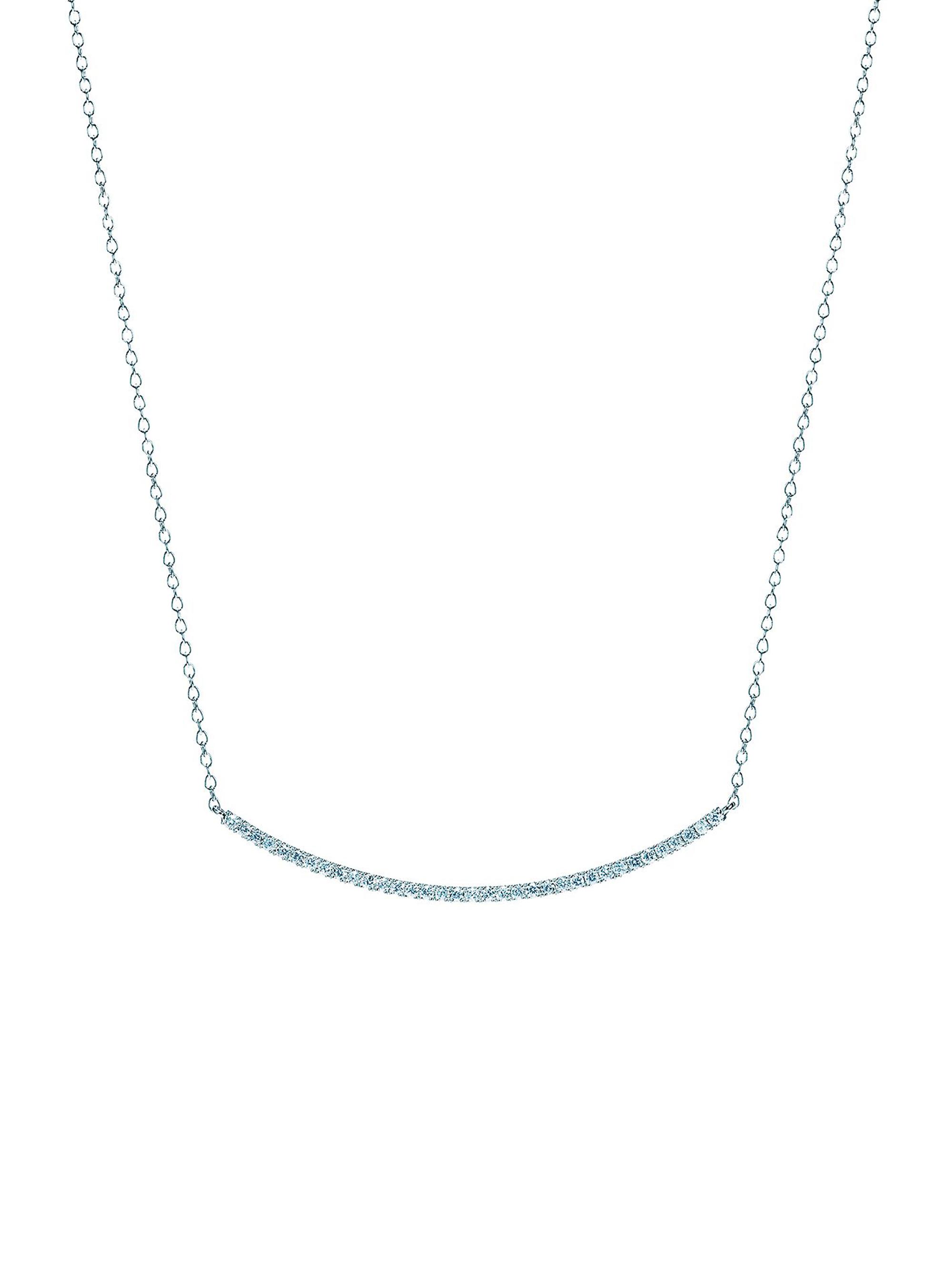 Birks Women's Rosée Du Matin 18K White Gold & Diamond Curved Bar Necklace - White Gold