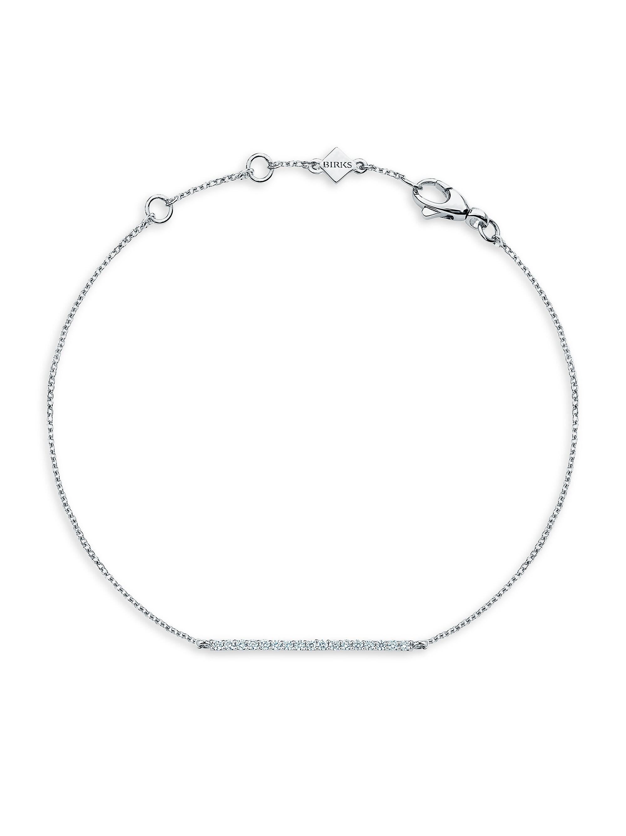 Birks Women's Rosée Du Matin 18K White Gold & Diamond Bar Pendant Bracelet - White Gold