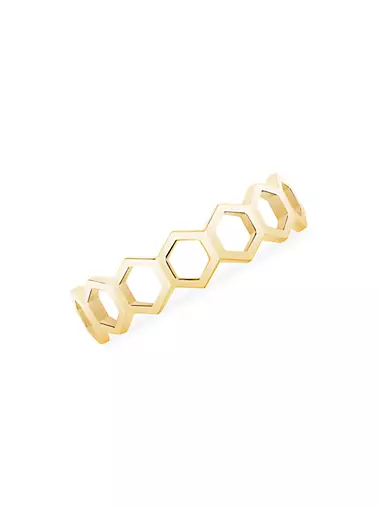 Bee Chic 18K Yellow Gold Hexagon-Link Stack Ring