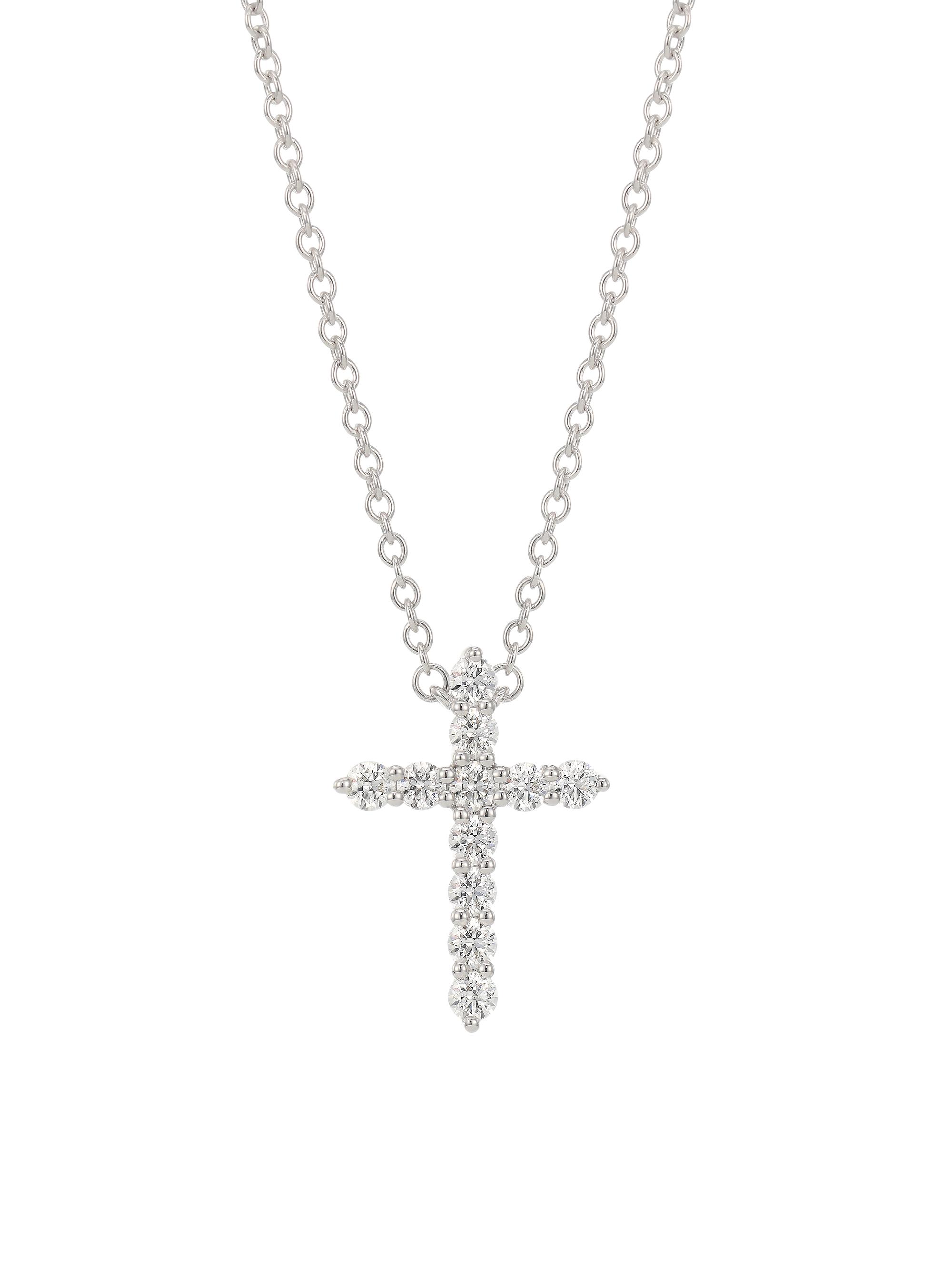 Hearts On Fire Women's 18K White Gold & Diamond Cross Pendant Necklace - White Gold