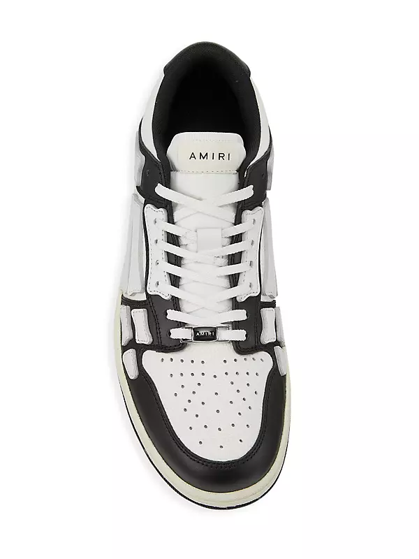 Amiri Skel Denim Leather Low-Top Sneakers