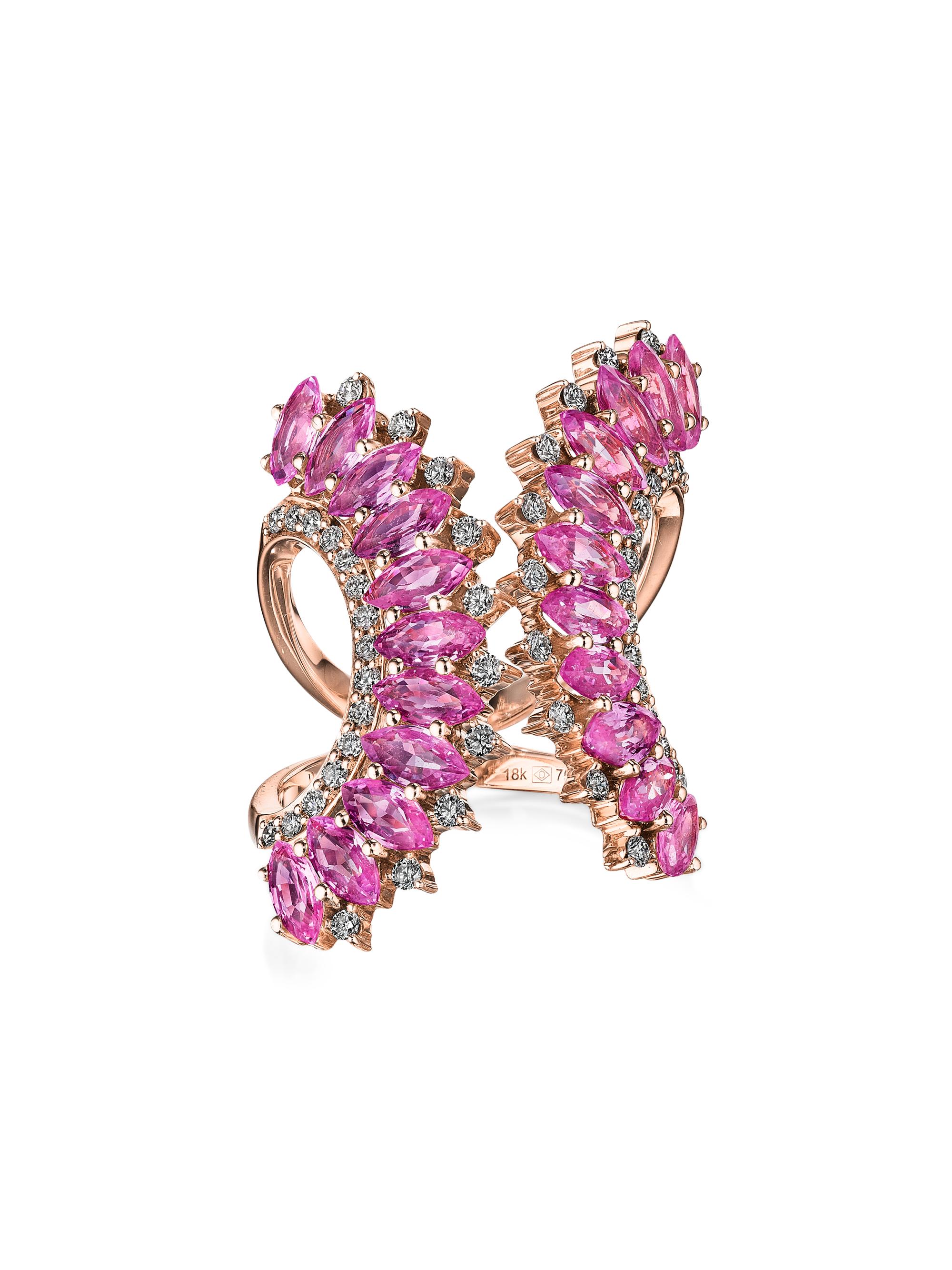 Hueb Women's Mirage 18K Rose Gold, Pink Sapphire & Diamond Ring - Pink Sapphire