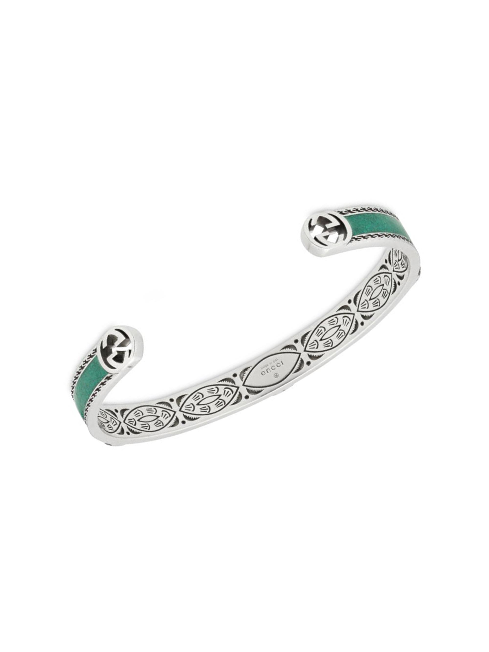 Gucci Interlocking G Sterling Silver Enamel Cuff | Saks Fifth Avenue