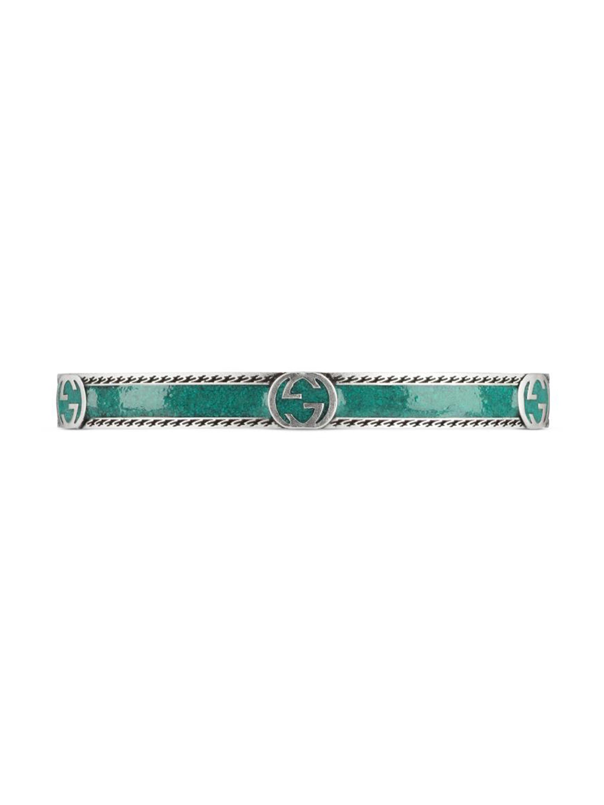 Gucci Interlocking G Sterling Silver Enamel Cuff | Saks Fifth Avenue