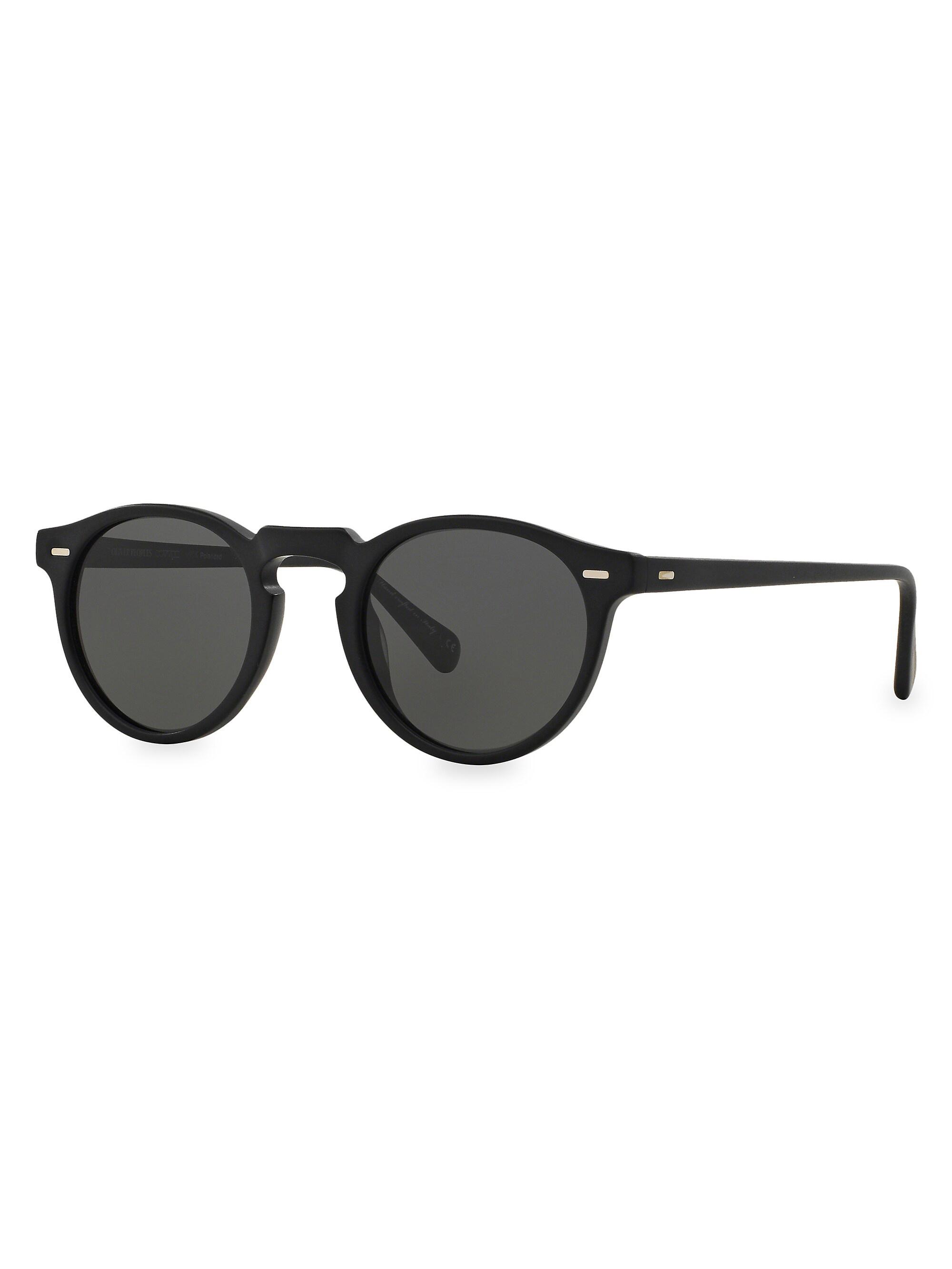 Oliver Peoples Men's Gregory Peck 50MM Round Sunglasses - Black