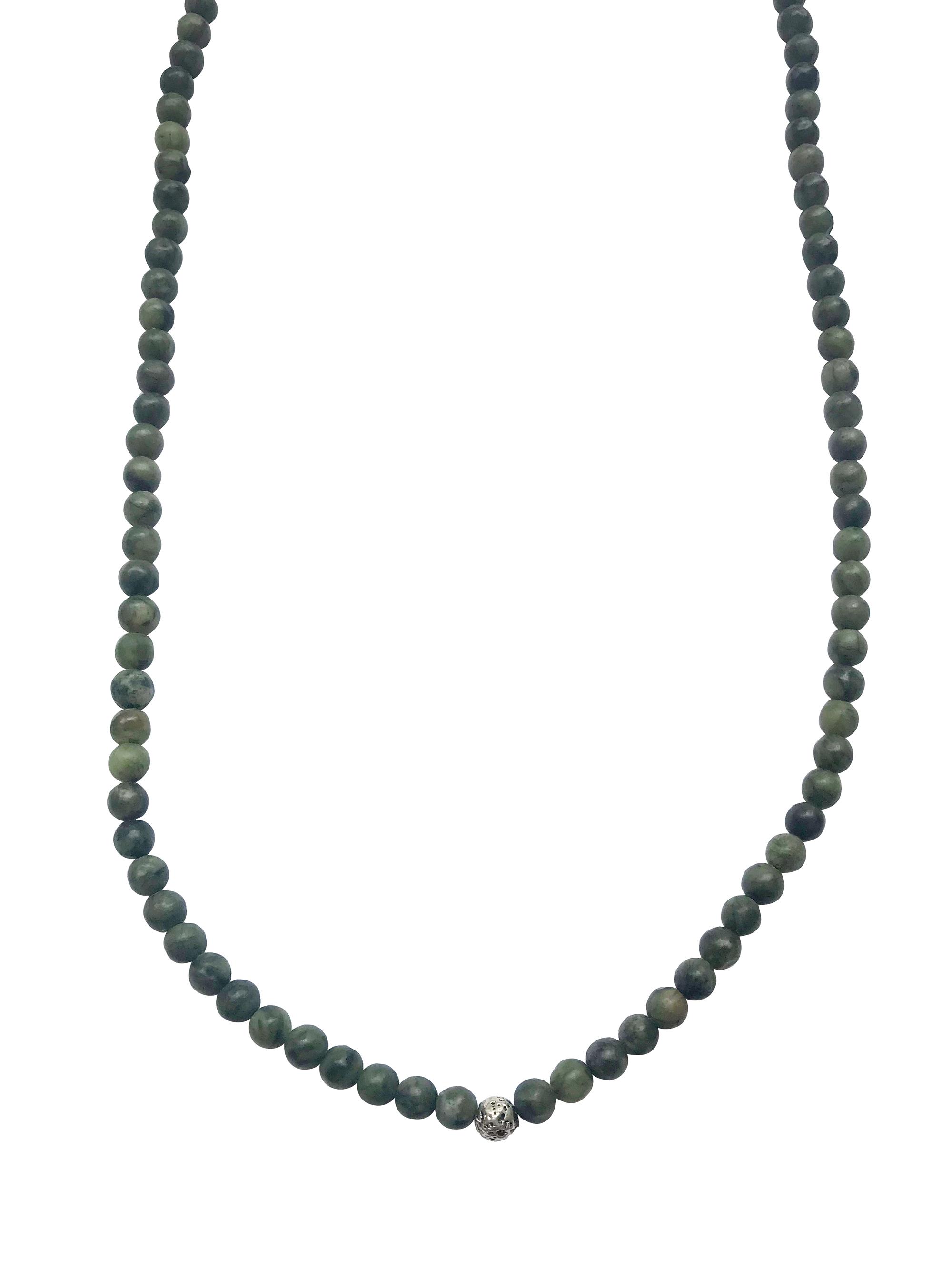 Jan Leslie Men's Matte Moss Agate & Sterling Silver Lava Bead Necklace