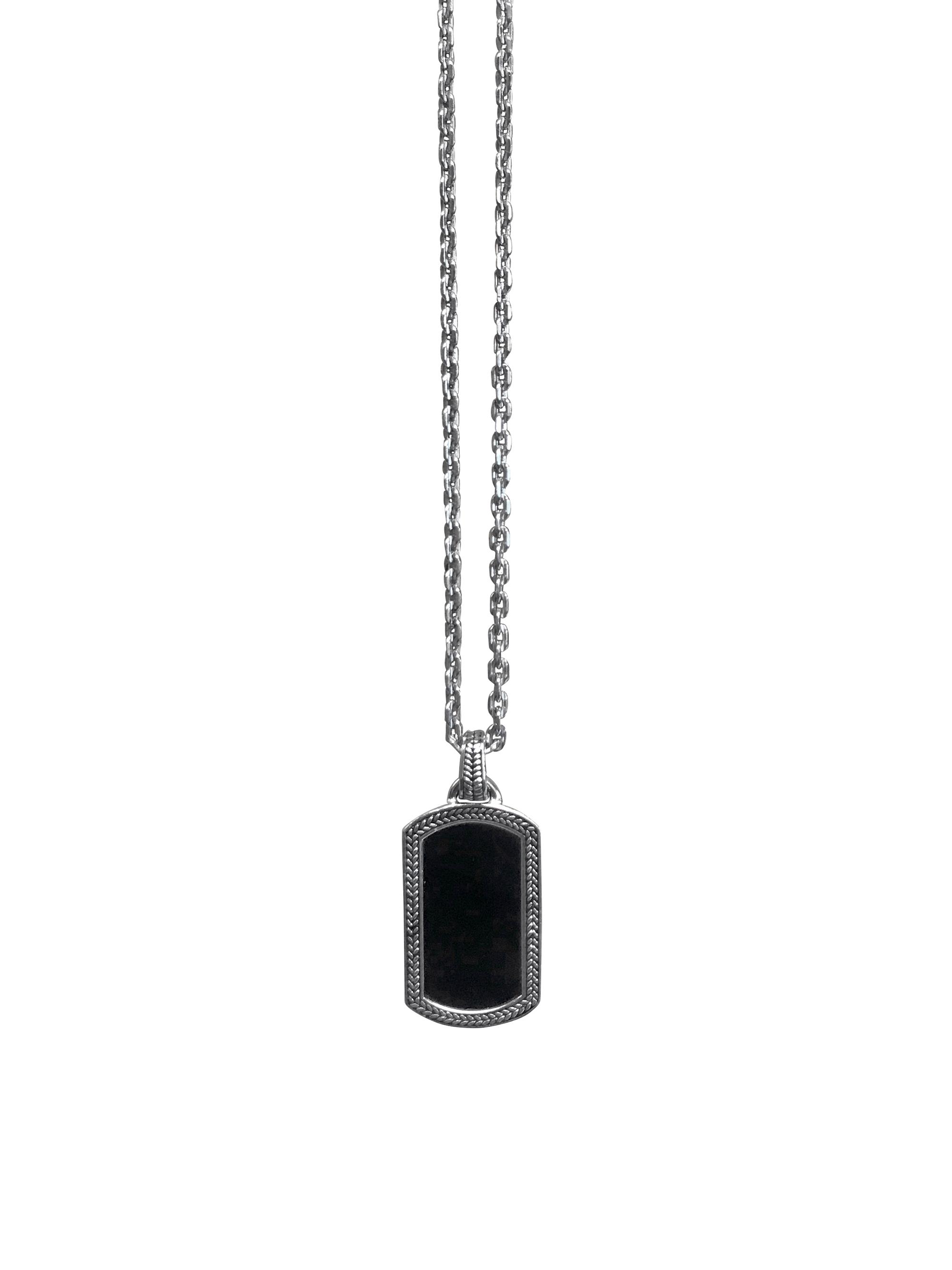 Jan Leslie Men's Sterling Silver & Onyx Dog Tag Pendant Necklace