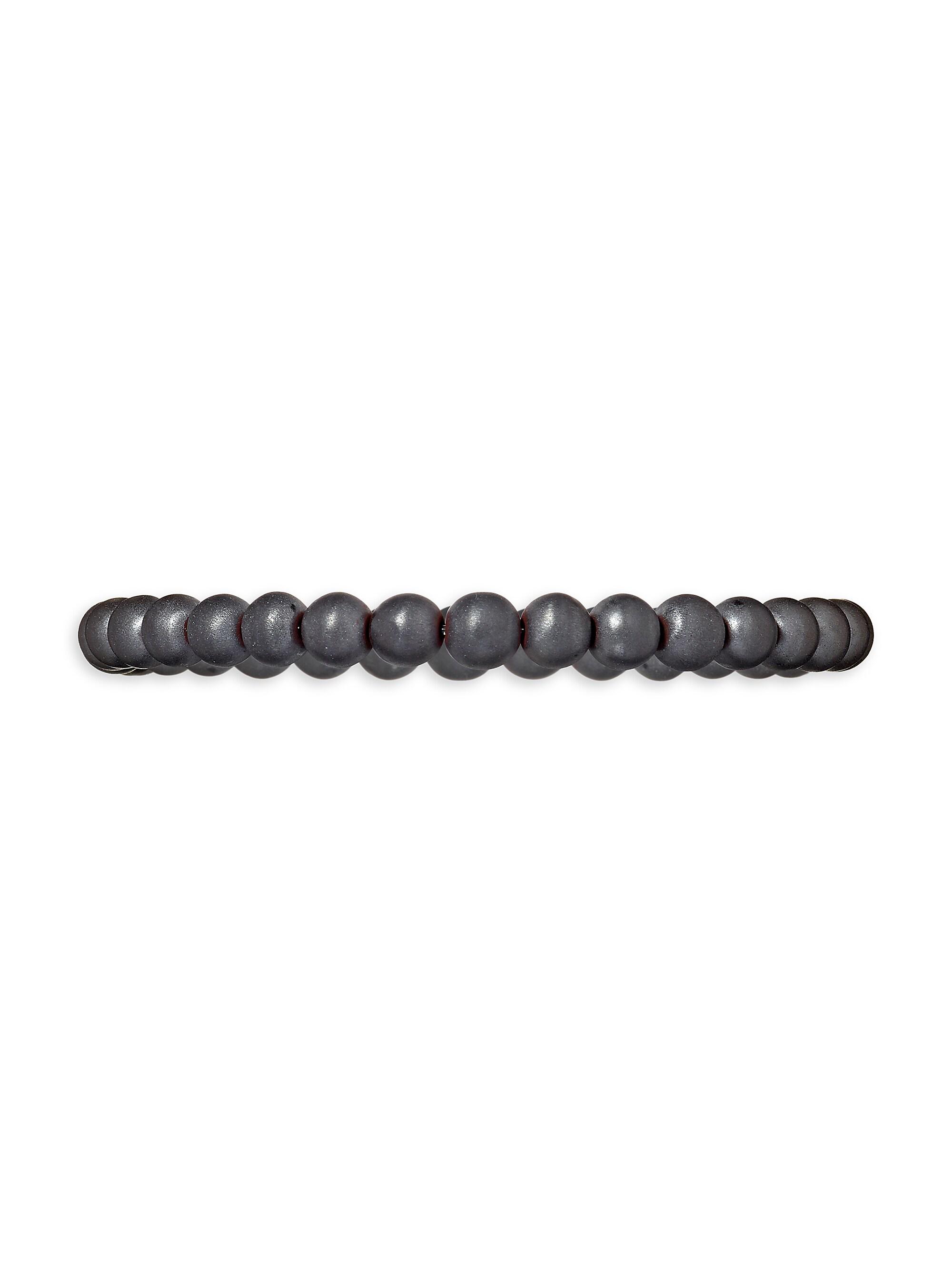 Jan Leslie Men's Hematite Elastic Bracelet - Grey