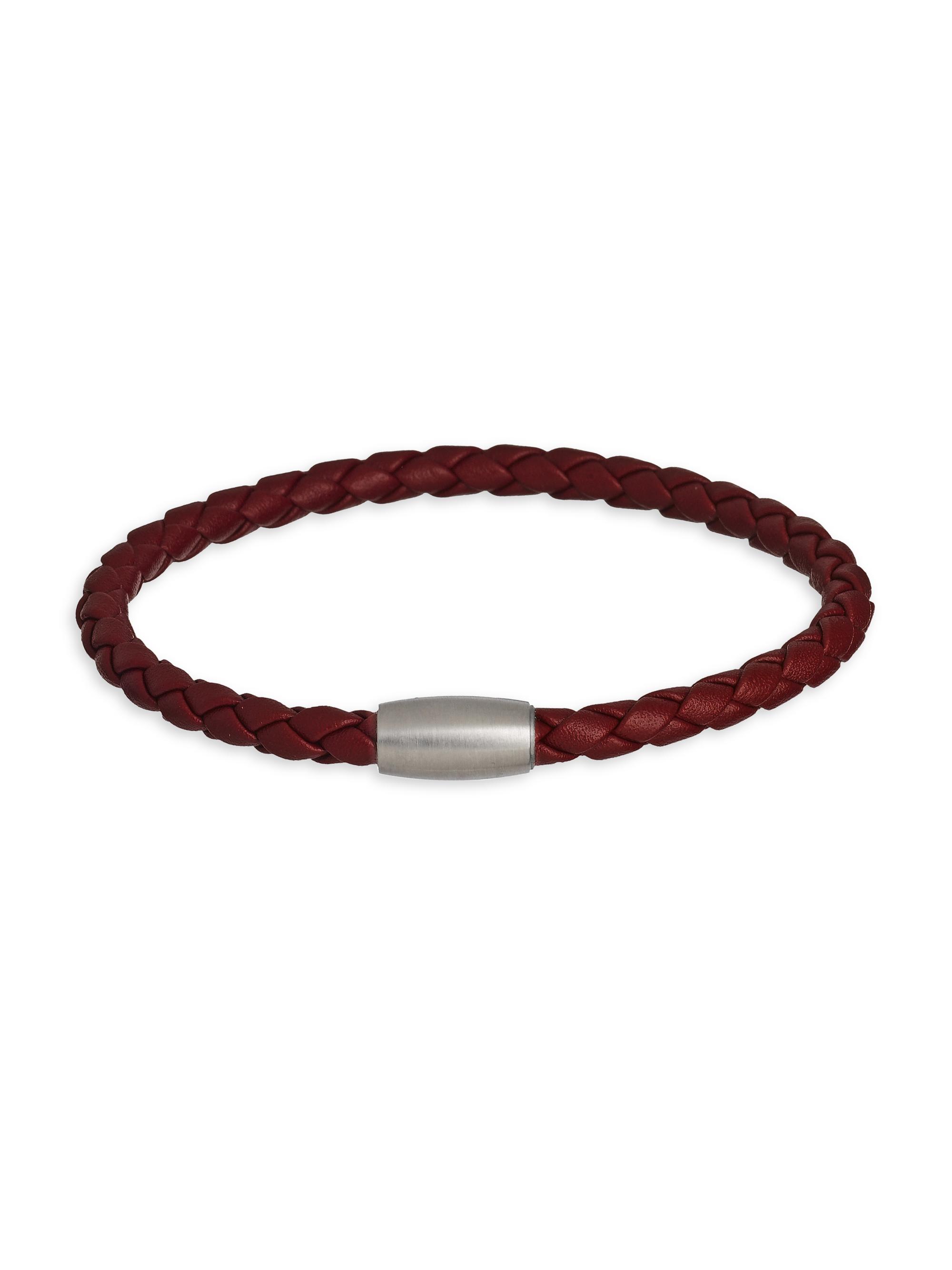 Jan Leslie Men's Magnet Clasp Leather Bracelet - Brown