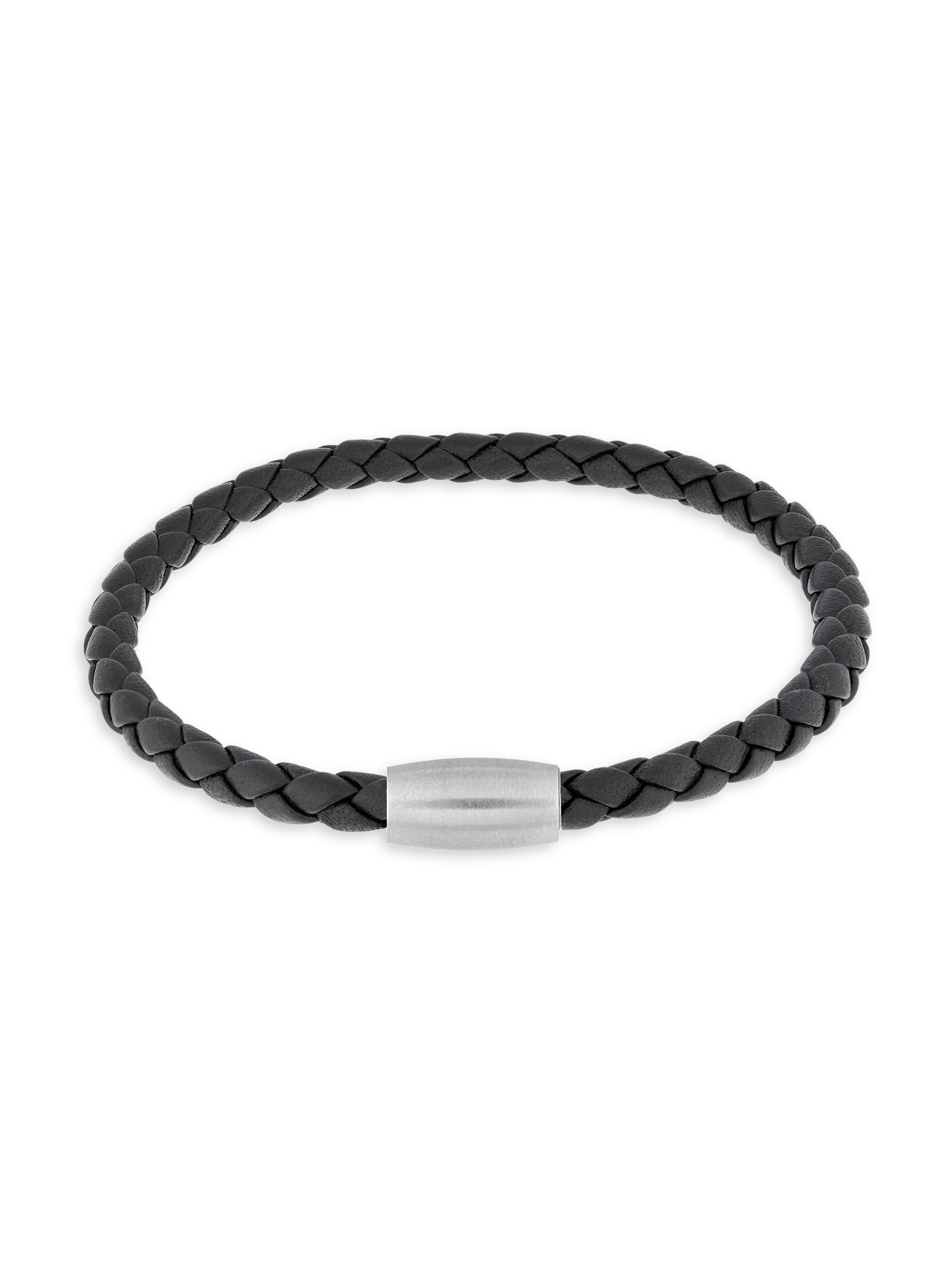 Jan Leslie Men's Sterling Silver & Braided Grey Leather Bracelet