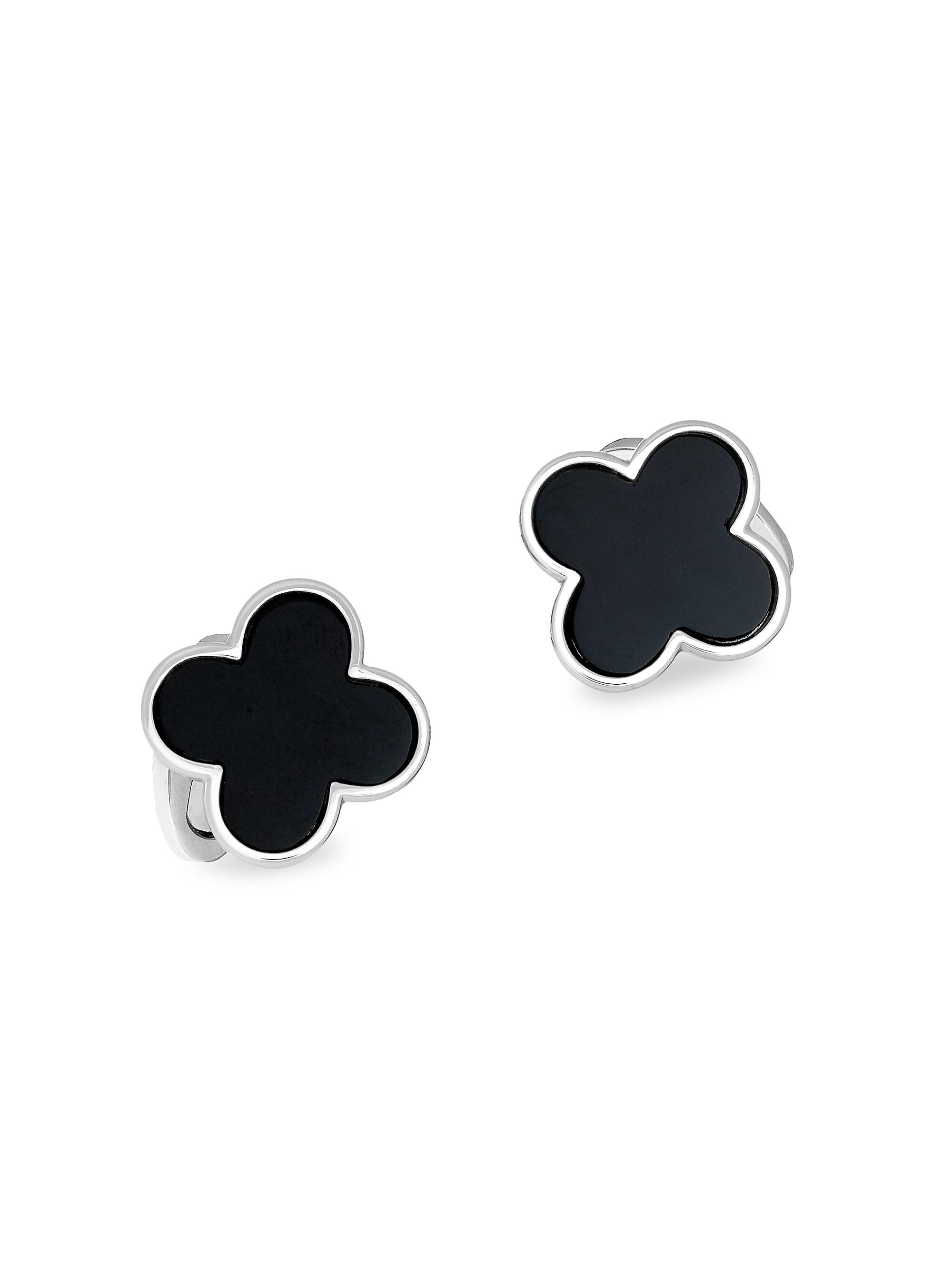 Jan Leslie Men's Onyx Clover Cufflinks - Black