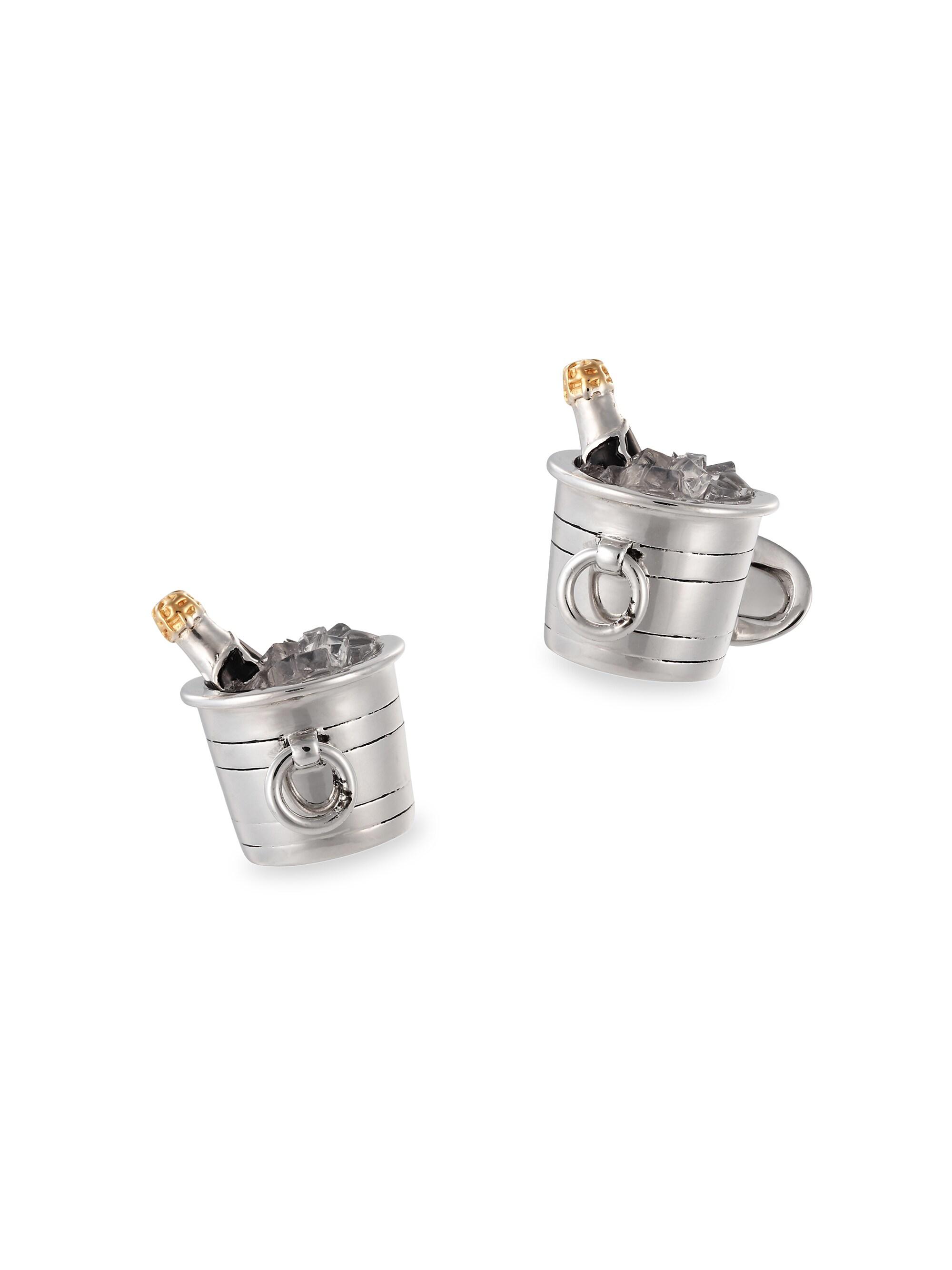 Jan Leslie Men's Champagne Bucket Sterling Silver Cufflinks - Silver