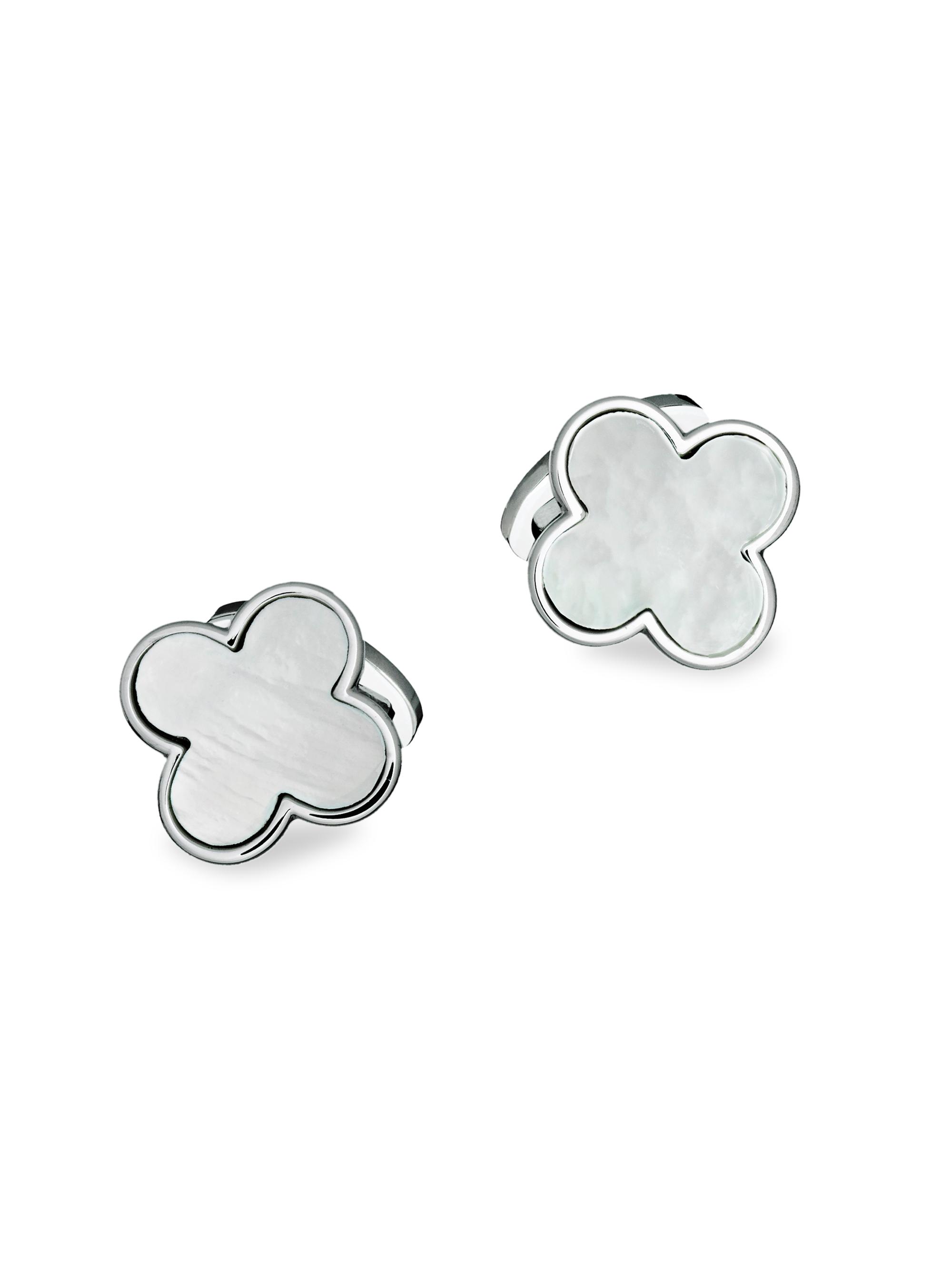 Jan Leslie Men's Sterling Silver Mother-Of-Pearl Clover Cufflinks