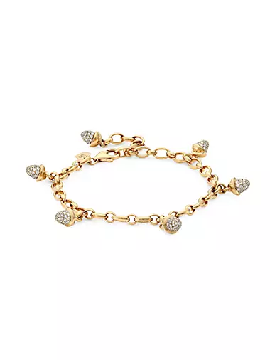 Mikado 18K Rose Gold & Diamond Acorn Charm Bracelet