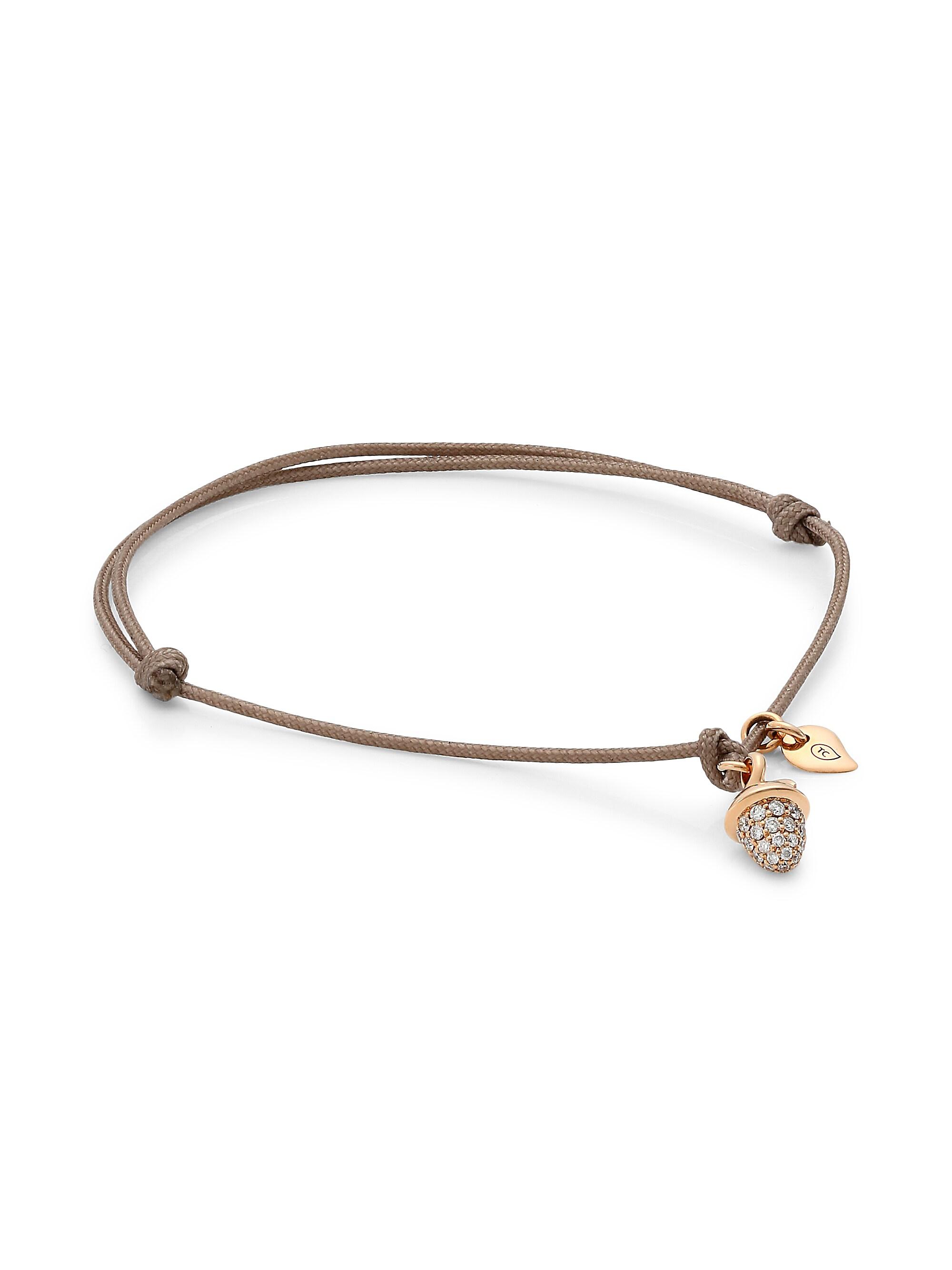Tamara Comolli Women's My Mikado 18K Rose Gold & Diamond Pavé Acorn Sliding Knot Cord Bracelet - Rose Gold