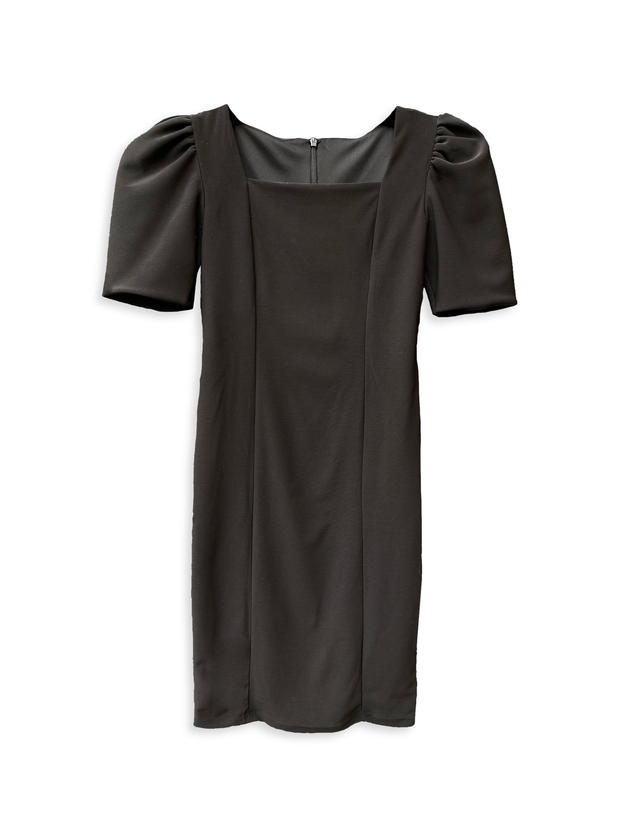Un Deux Trois Girl's Puff-Sleeve Stretch Dress - Black