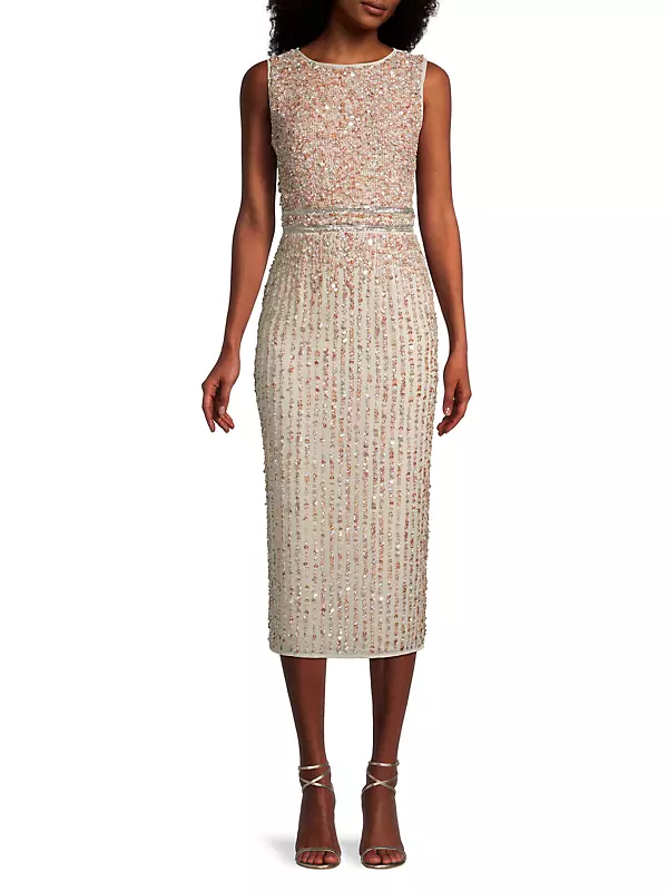 Sequin Embroidered Sheath Dress