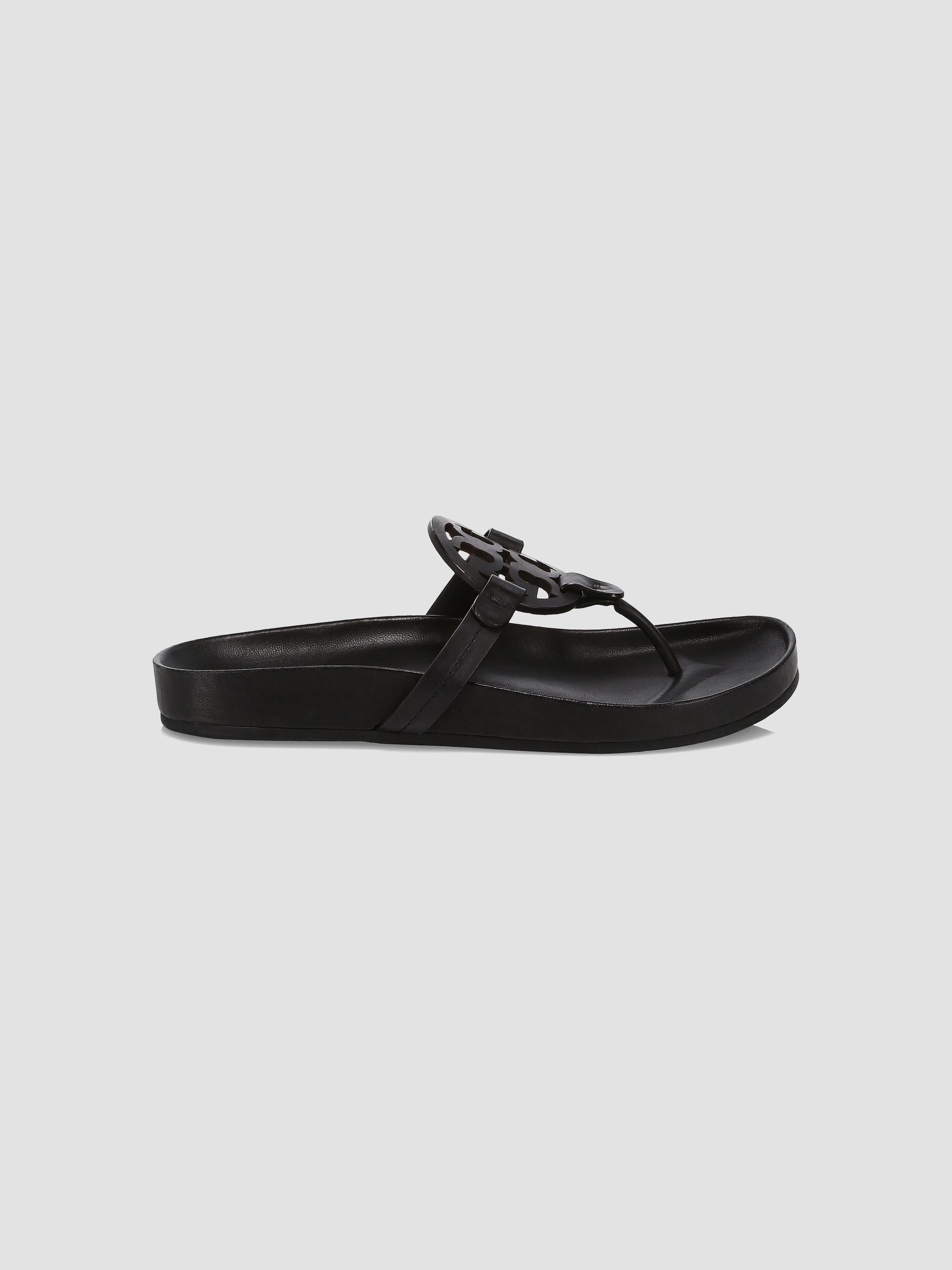 Tory Burch Women's Miller Cloud Leather Thong Sandals - Perfect Black