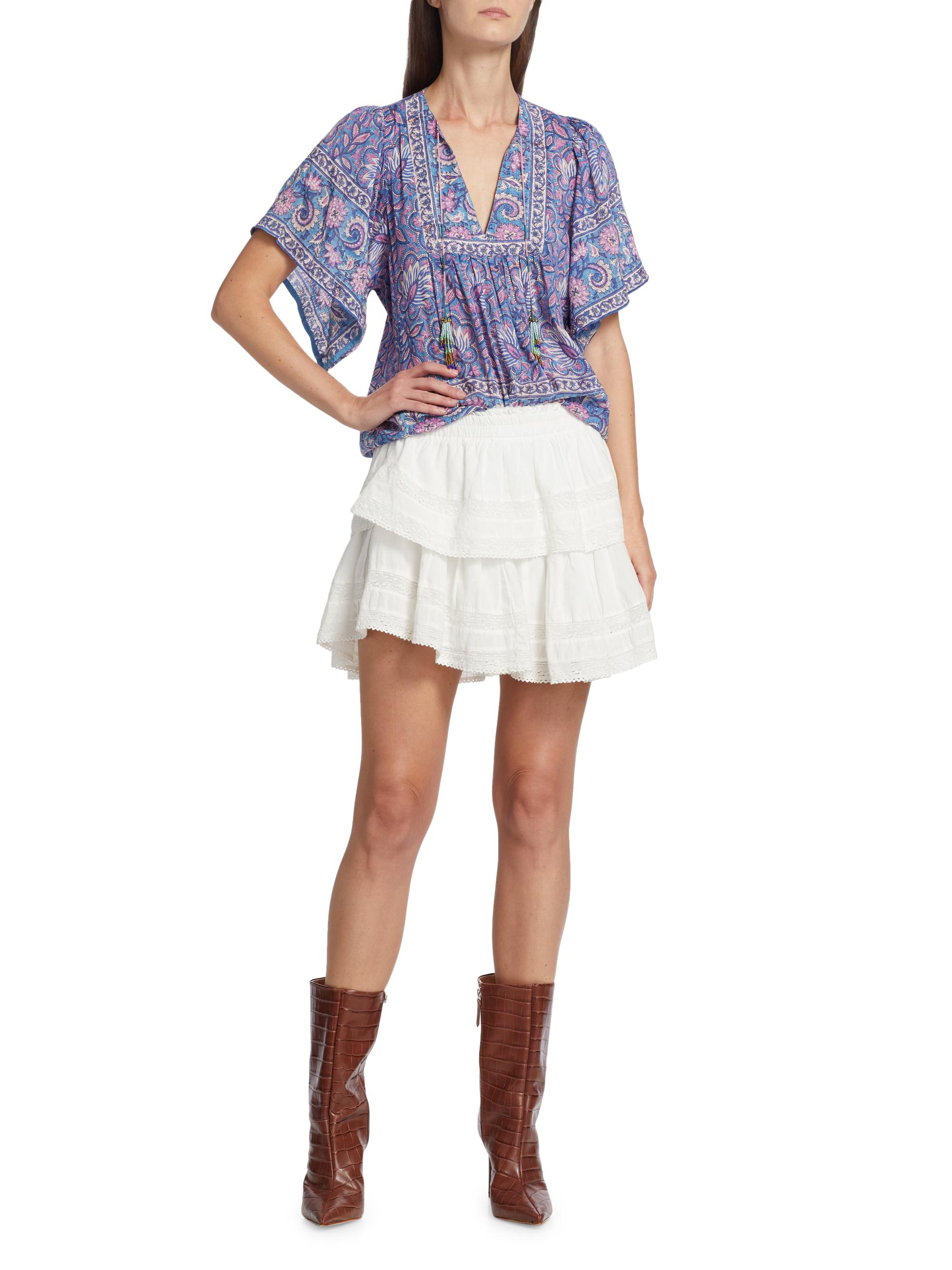 LoveShackFancy Women's Tiered Ruffle Mini Skirt - Antique White | Thumbnail 2
