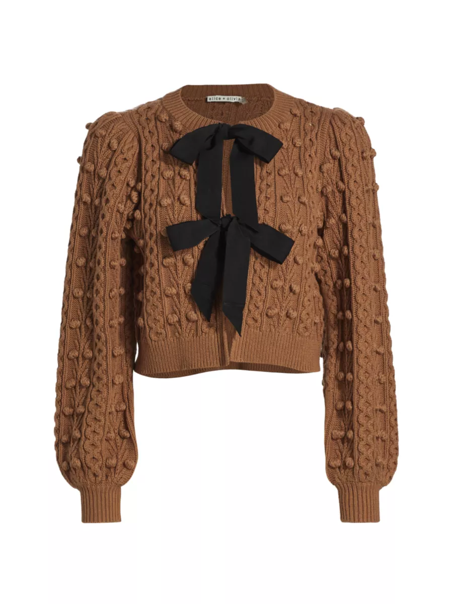 Shop Alice + Olivia Kitty Puff-Sleeve Cardigan | Saks Fifth Shop Alice + Olivia Kitty Puff-Sleeve Cardigan | Saks Fifth