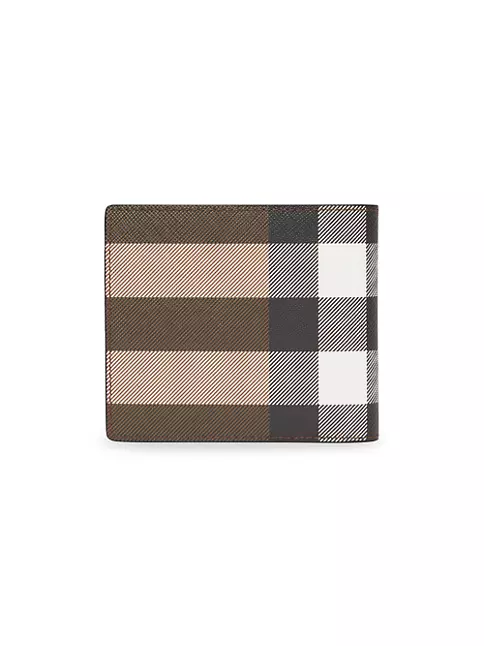 Vintage Beige Check E-canvas Wallet with ID Card Case