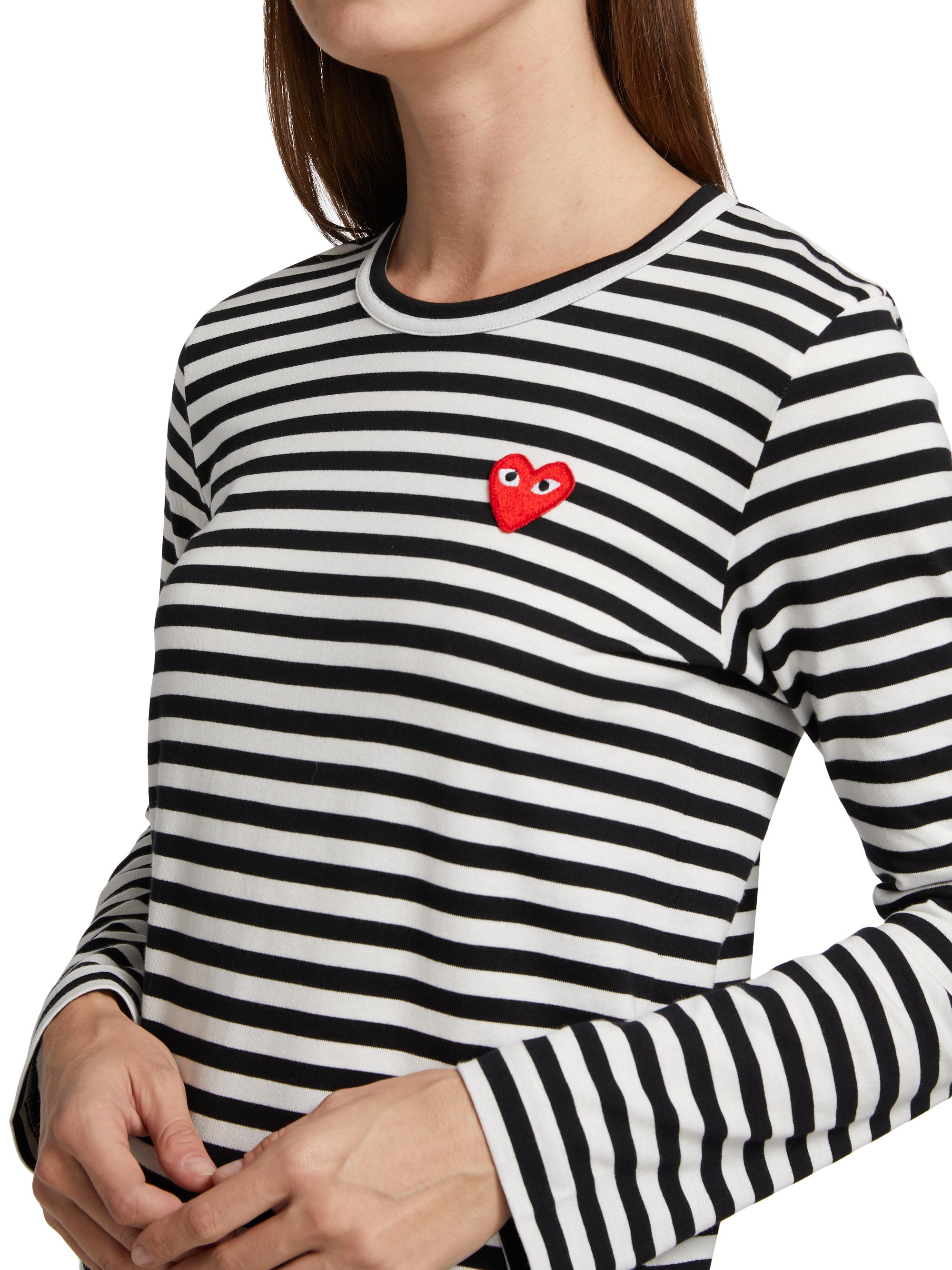 Comme des Garçons PLAY Striped Red Heart Long-Sleeve Shirt | Saks
