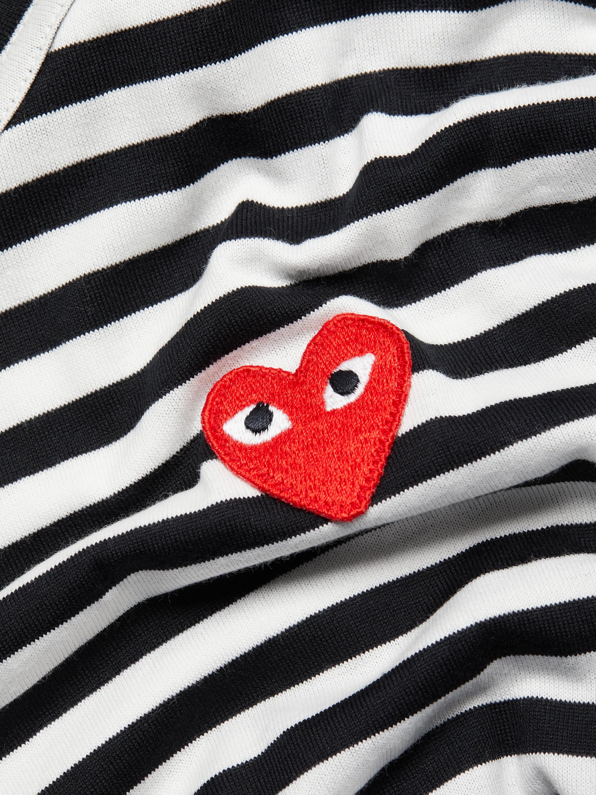 Comme des Garçons PLAY Women's Striped Red Heart Long-Sleeve Shirt - Black White | Thumbnail 7