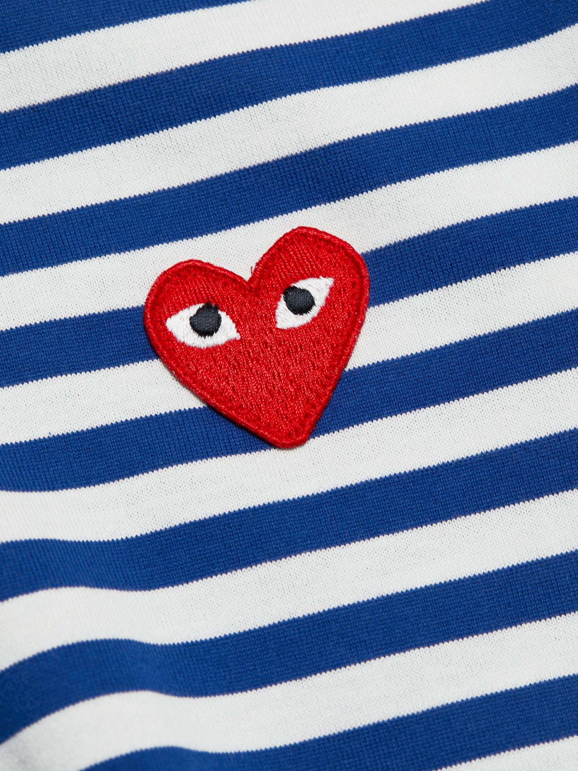 Comme des Garçons PLAY Women's Striped Red Heart Long-Sleeve Shirt - Navy White | Thumbnail 7