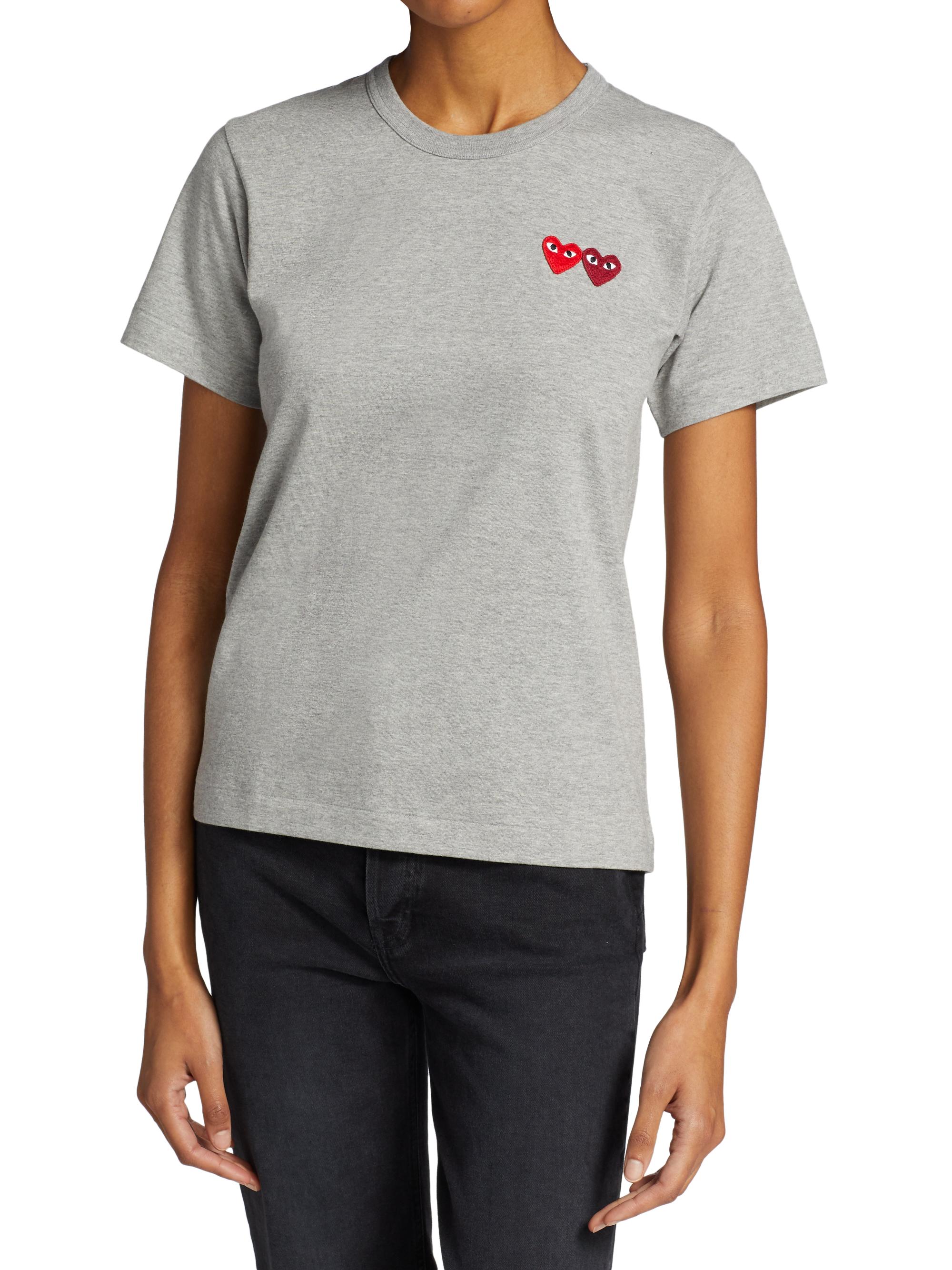 Comme des Garçons PLAY Women's Double Heart T-Shirt - Grey | Thumbnail 3