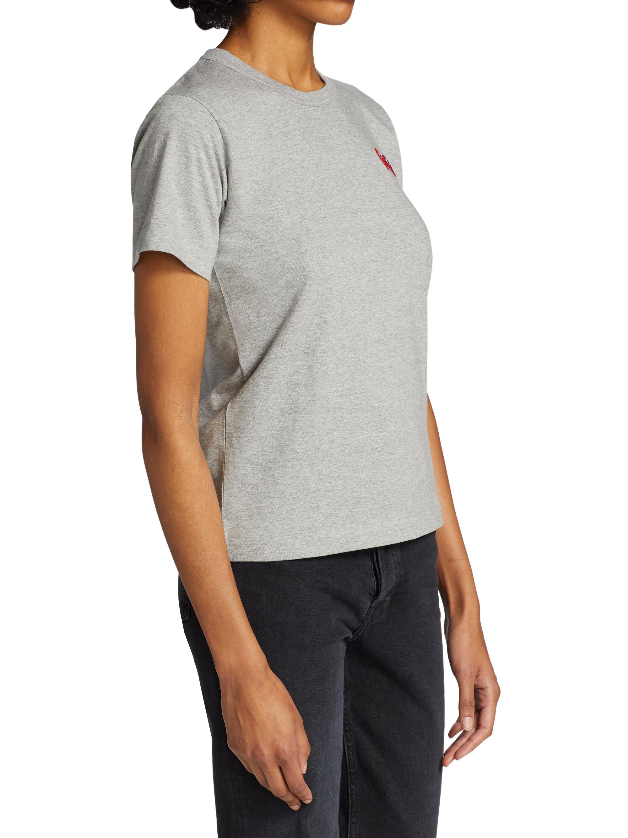 Comme des Garçons PLAY Women's Double Heart T-Shirt - Grey | Thumbnail 4
