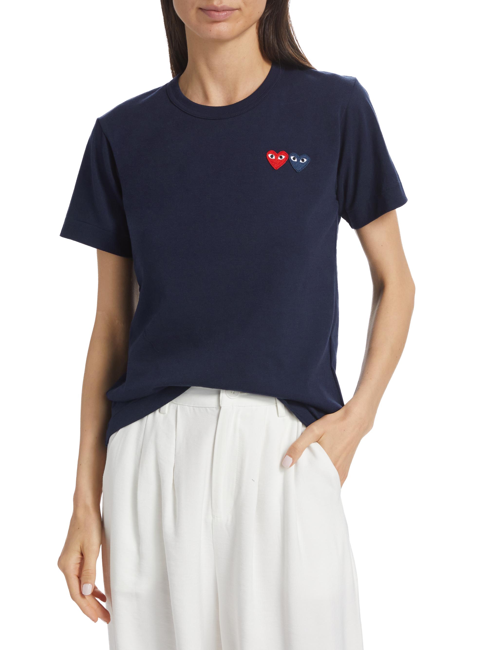 Comme des Garçons PLAY Women's Double Heart T-Shirt - Navy | Thumbnail 3