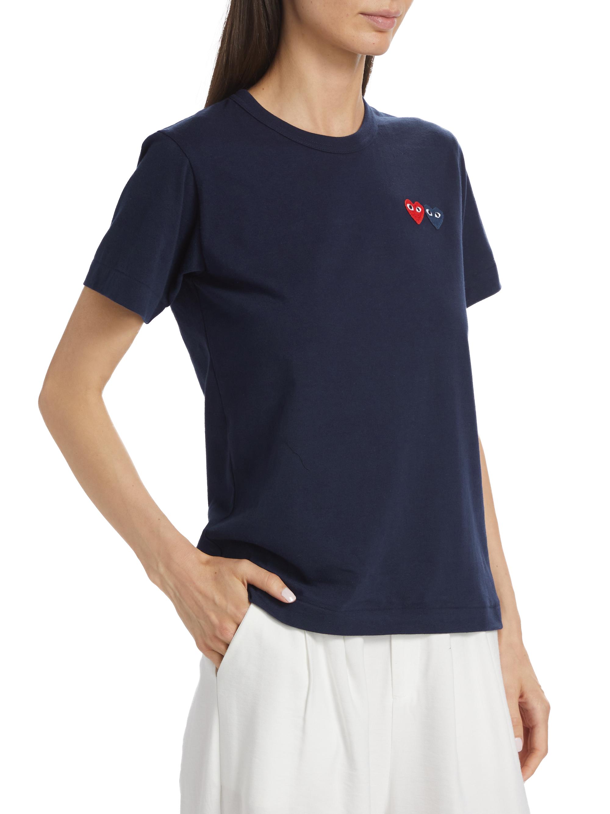 Comme des Garçons PLAY Women's Double Heart T-Shirt - Navy | Thumbnail 4