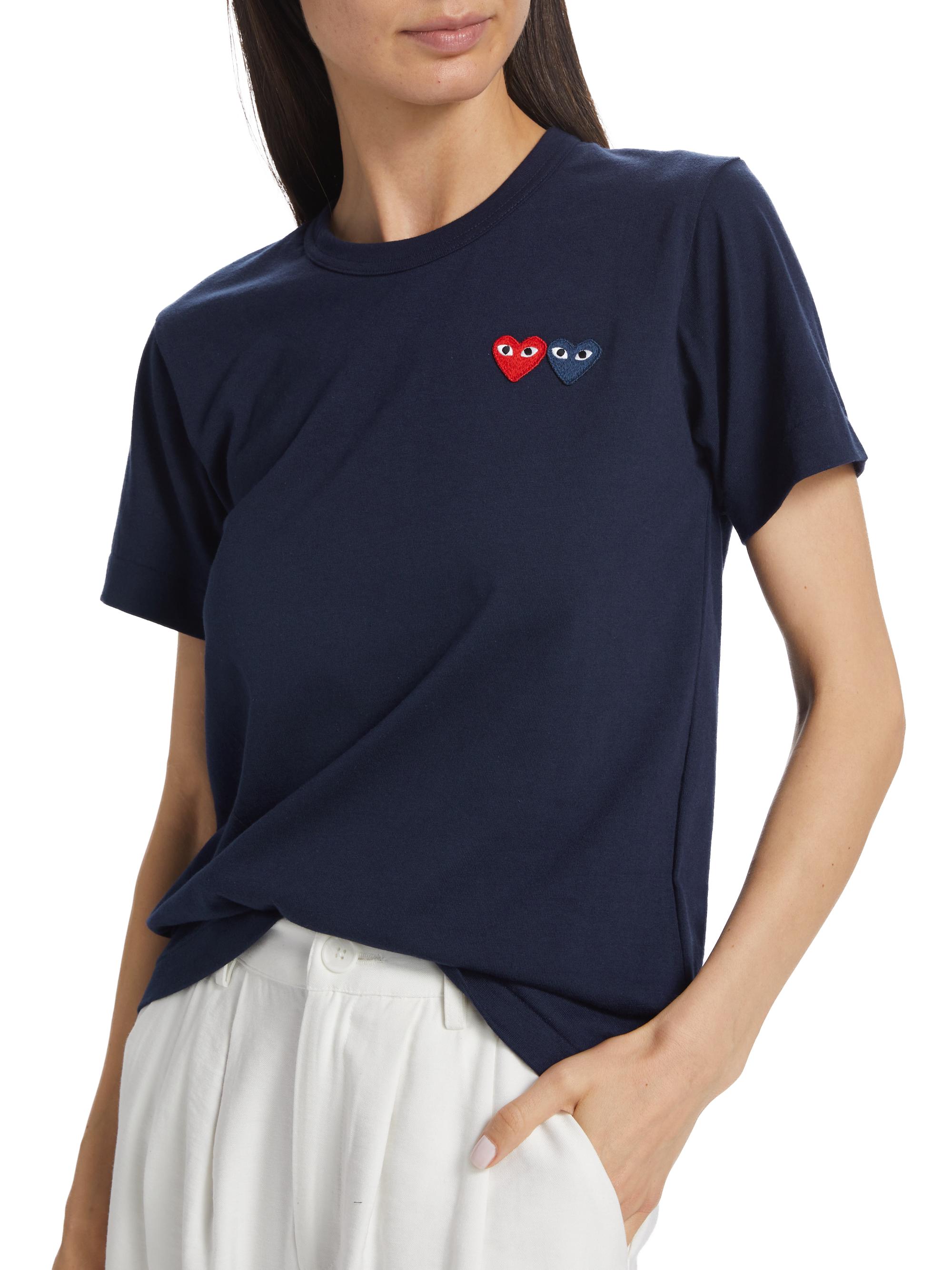 Comme des Garçons PLAY Women's Double Heart T-Shirt - Navy | Thumbnail 6