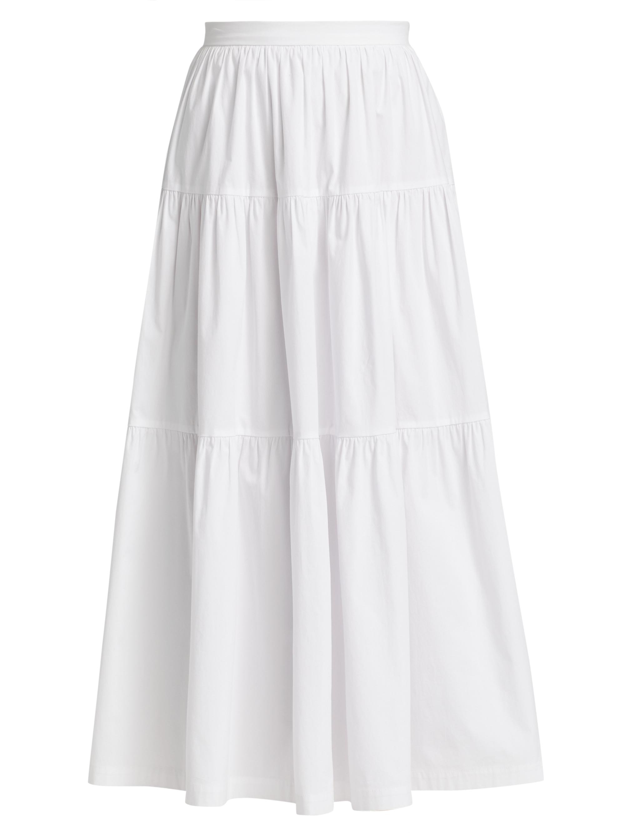 Staud Women's Sea Tiered Midi-Skirt - White