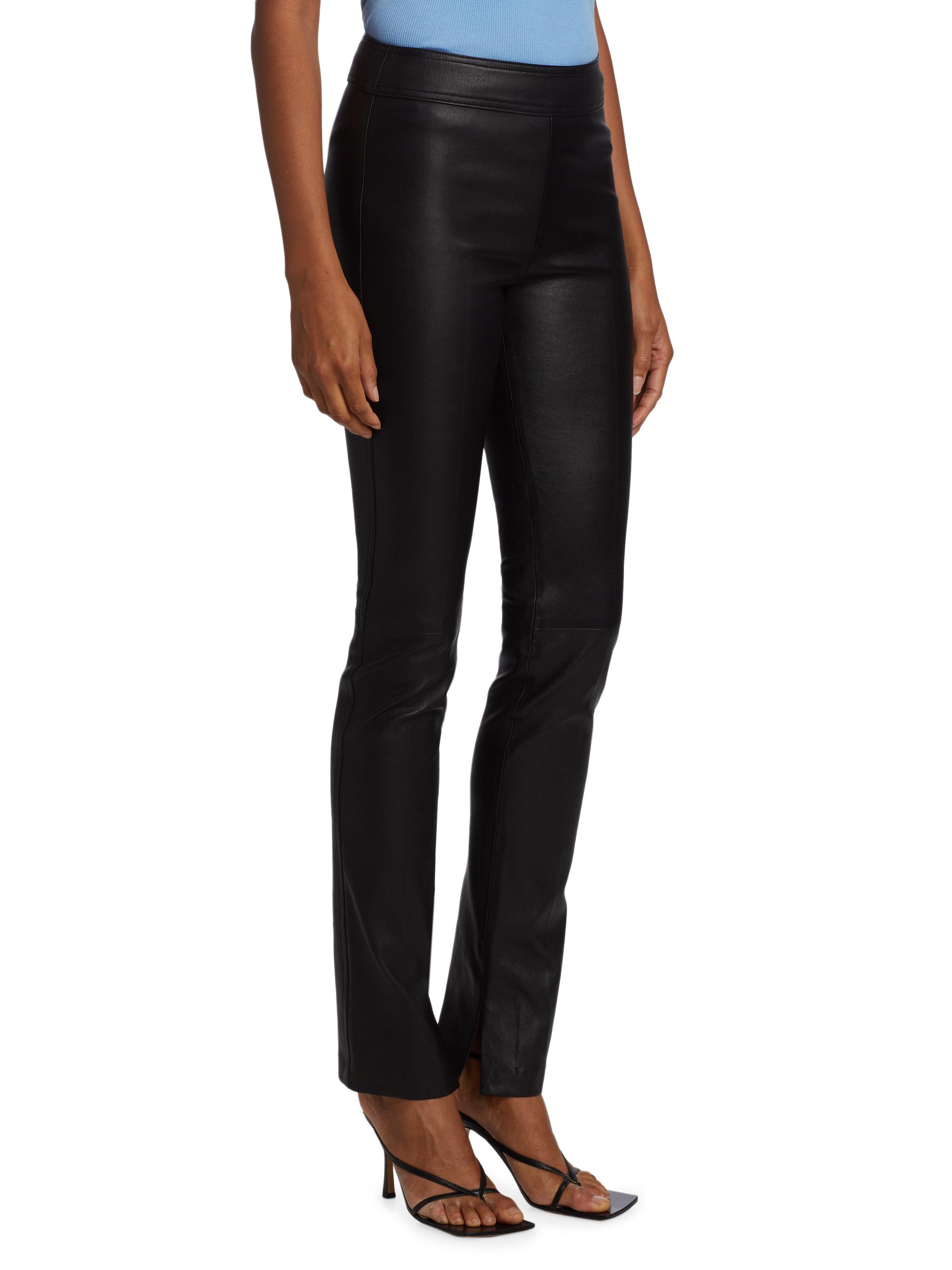 The Attico split-cuff leather trousers - Black