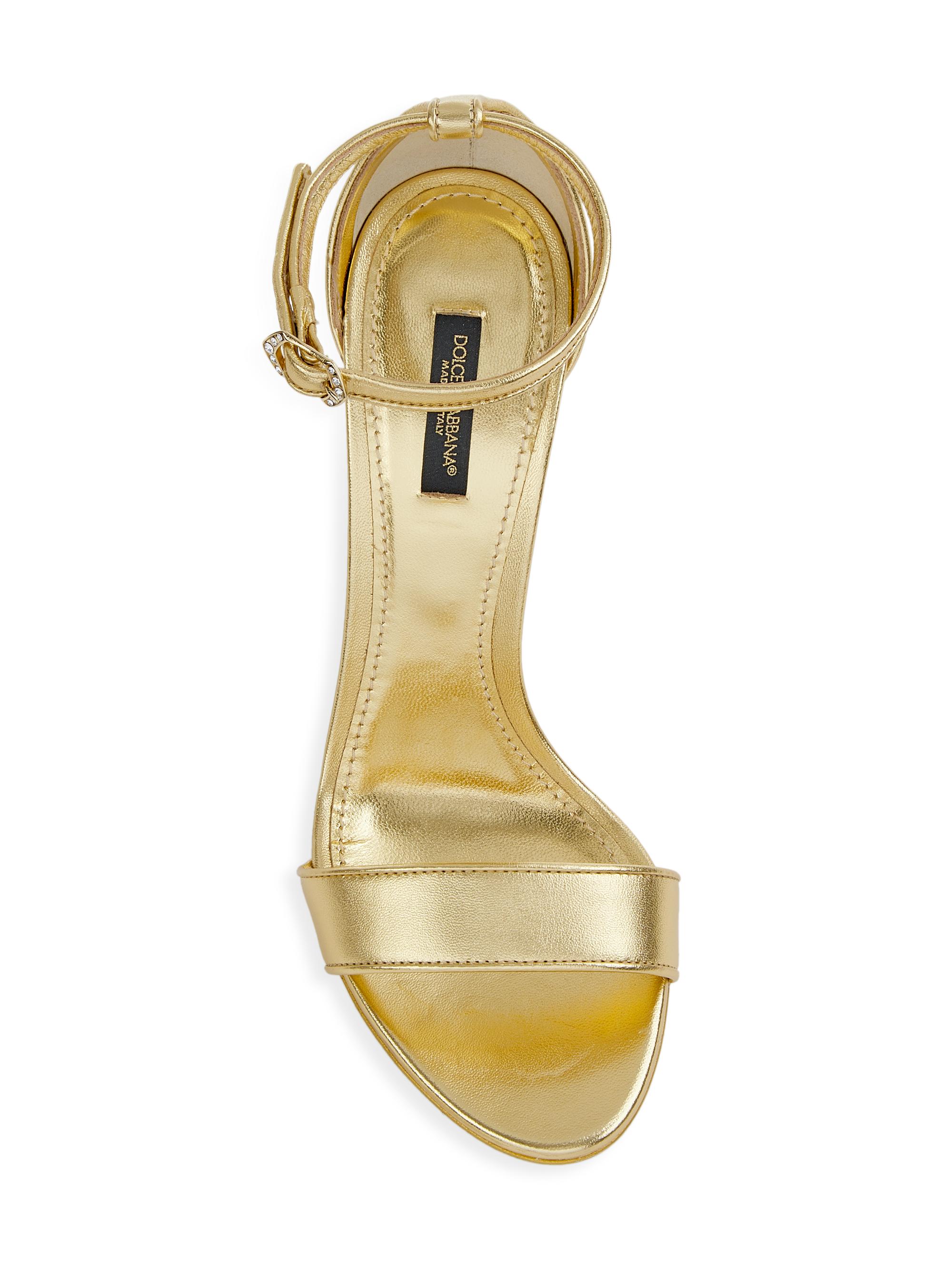 専用　Dolce&Gabbana レザー パンプス ゴールド金具 23.5相当 Mirrored-effect calfskin sandals in Gold for Women | Dolce&Gabbana® US
