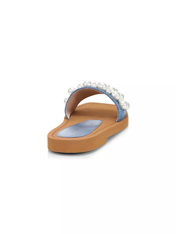 Goldie Embellished Denim Slide Sandals