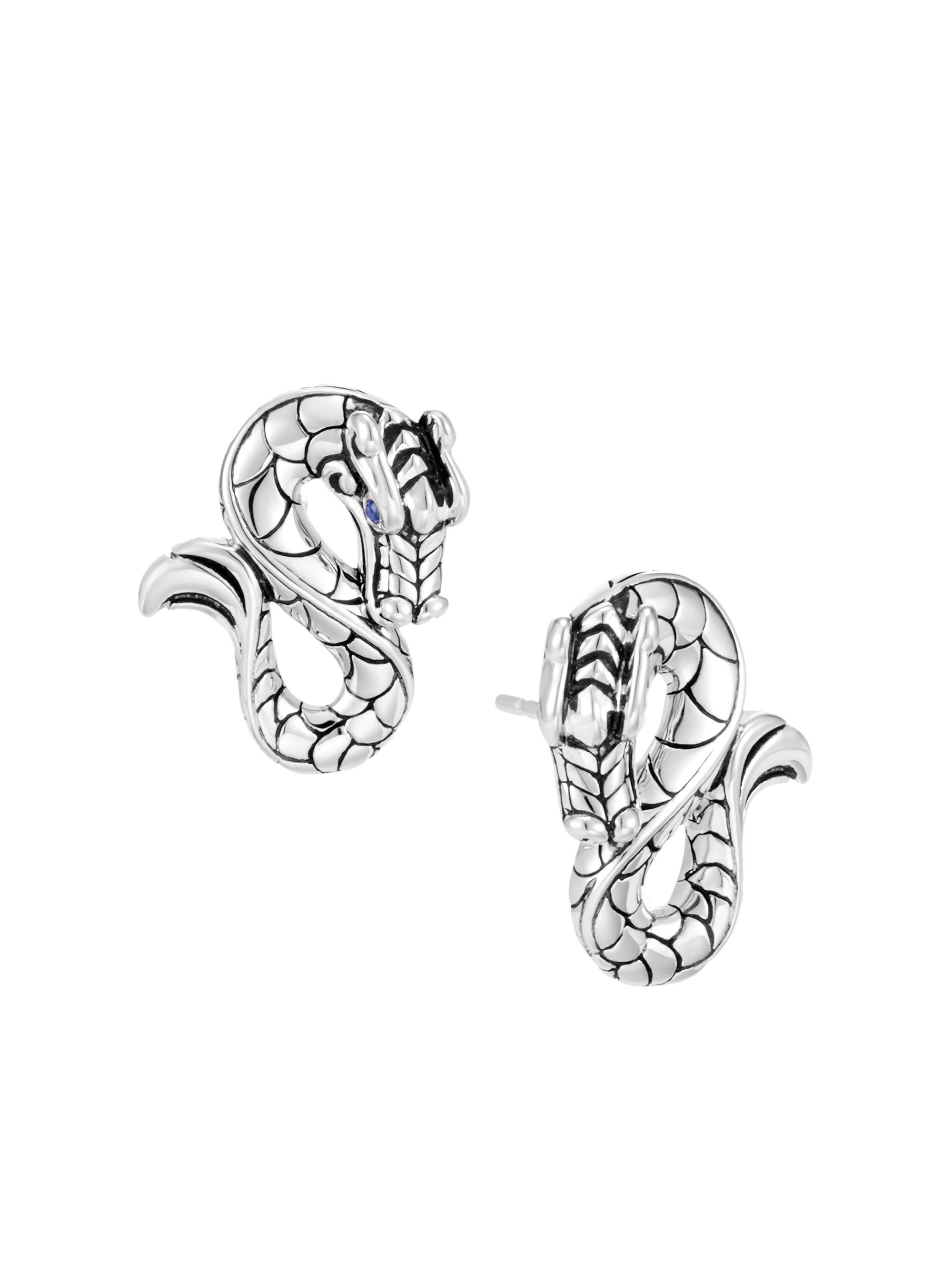John Hardy Women's Naga Dragon Silver & Blue Sapphire Stud Earrings - Silver