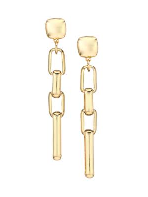 Kenneth Jay Lane Women's 18K Goldplated Rectangular-Link Drop Earrings - Gold