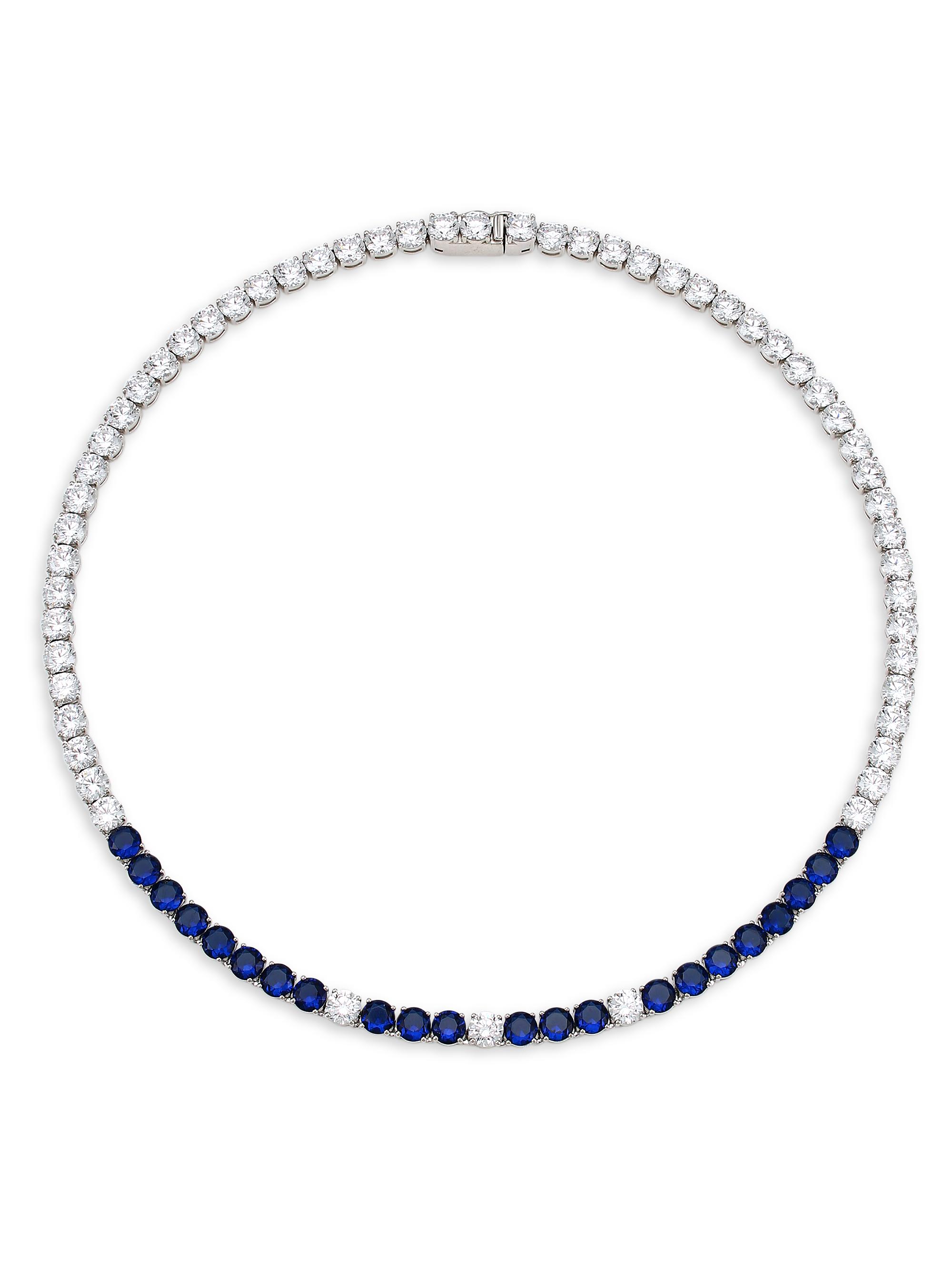 Adriana Orsini Women's Sterling Silver & Two-Tone Cubic Zirconia Tennis Necklace - Silver Blue