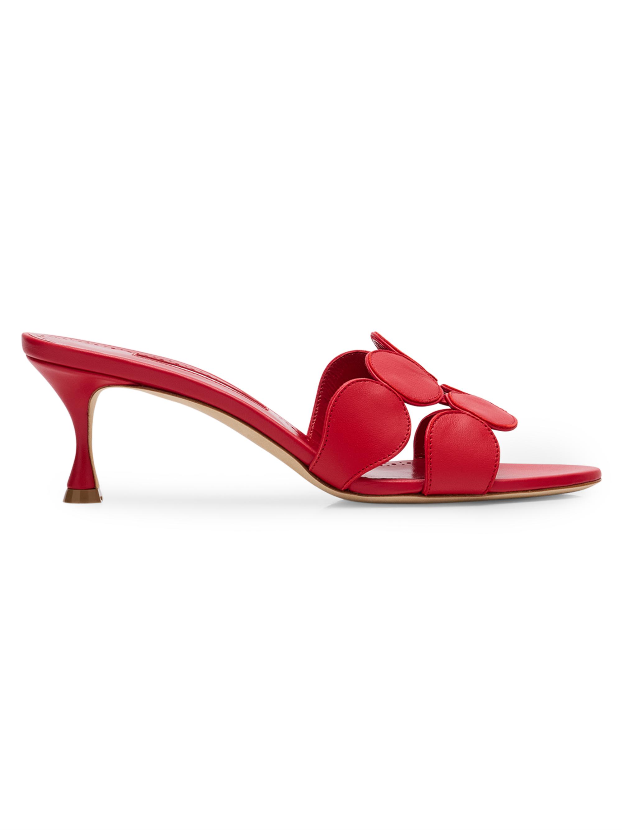 Manolo Blahnik Women's Haribalmu Leather Mules - Red