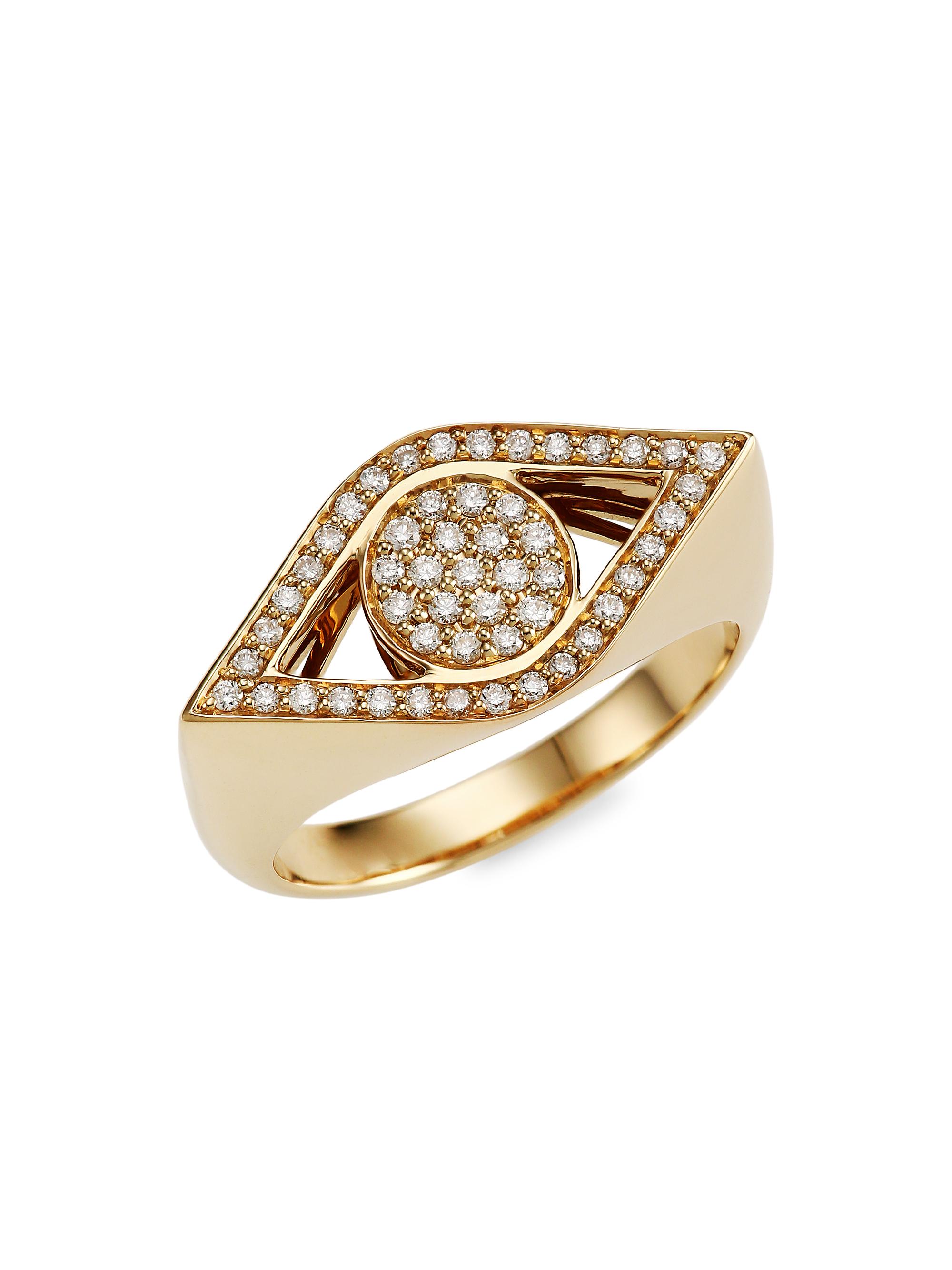Sydney Evan Women's 14K Yellow Gold & Diamond Large Evil Eye Signet Ring - Gold
